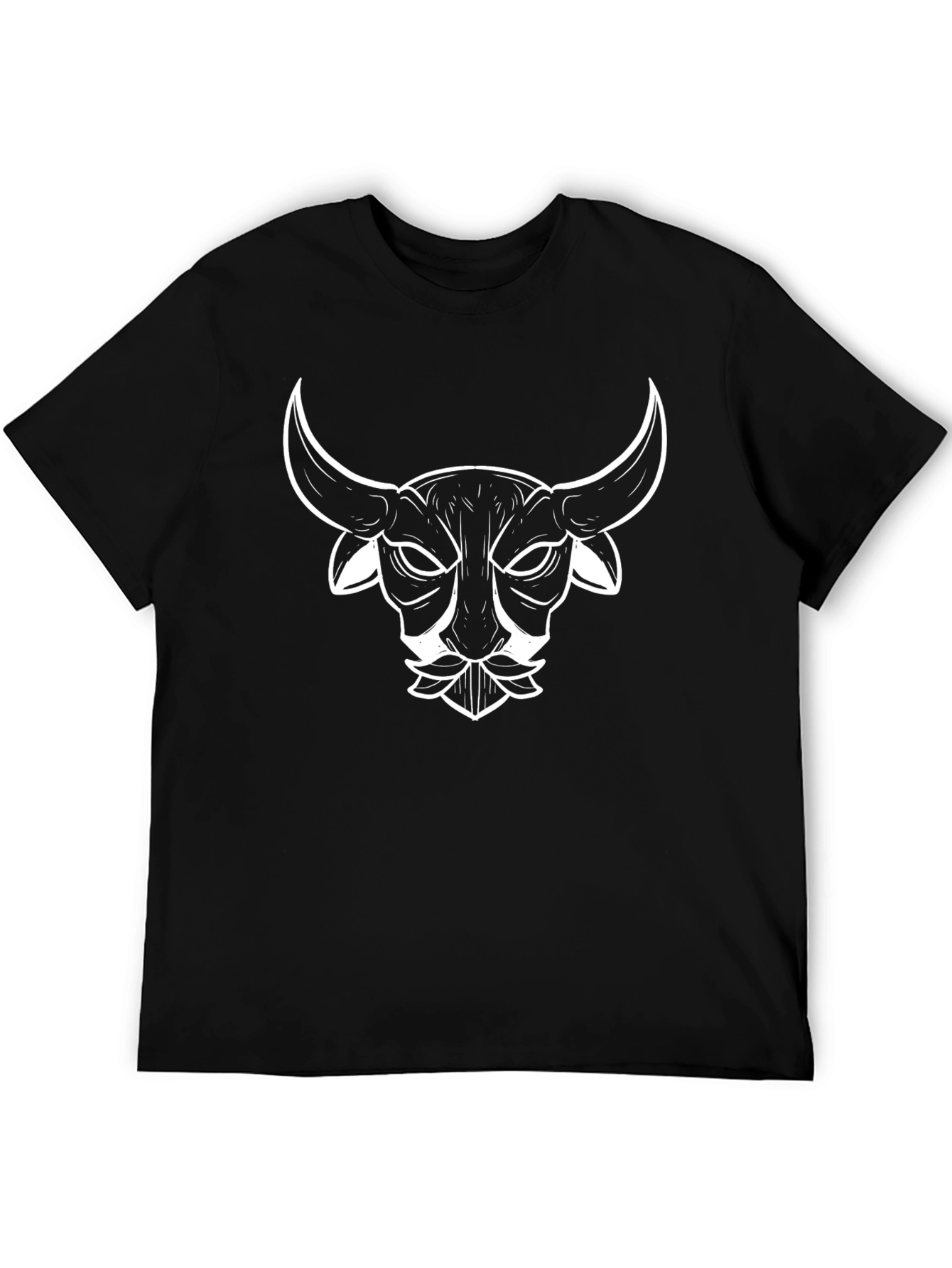 Bull Head Graphic Tee - Black Cotton T-Shirt