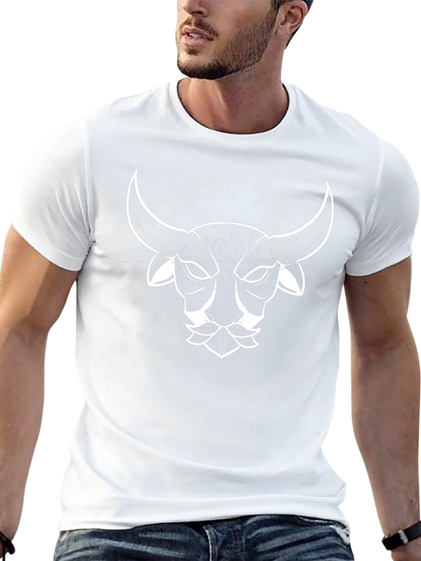 Bull Head Graphic Tee - Black Cotton T-Shirt