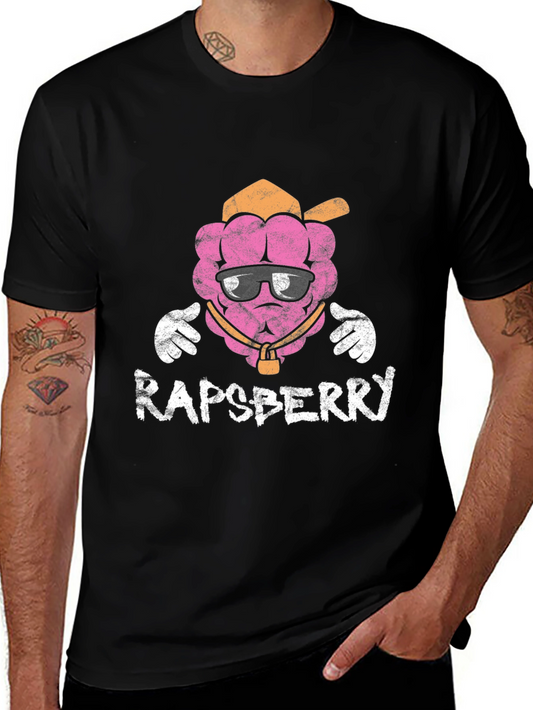 Rapberry Graphic Print Black T-Shirt