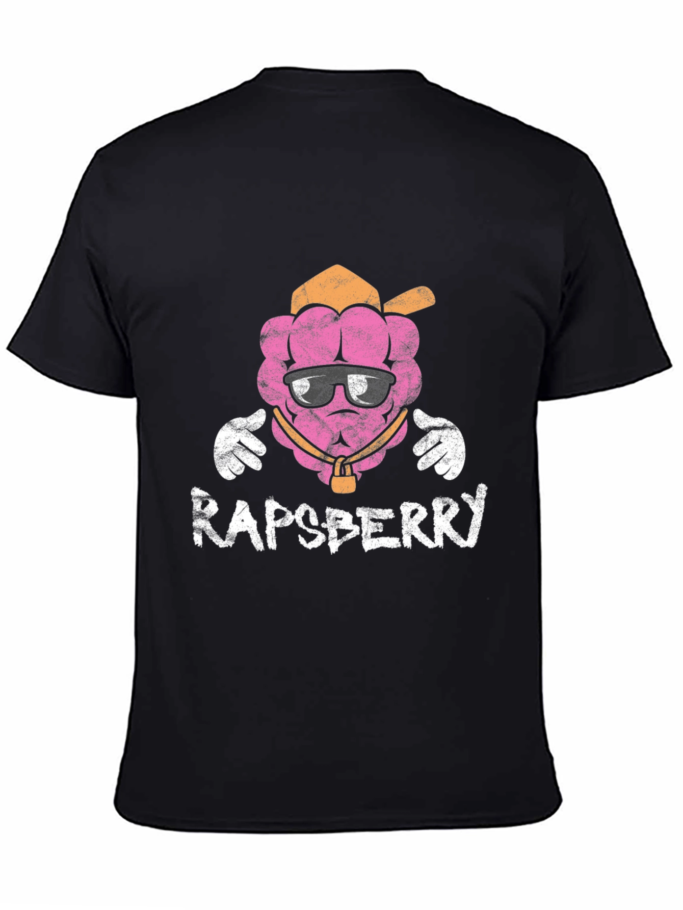 Rapberry Graphic Print Black T-Shirt