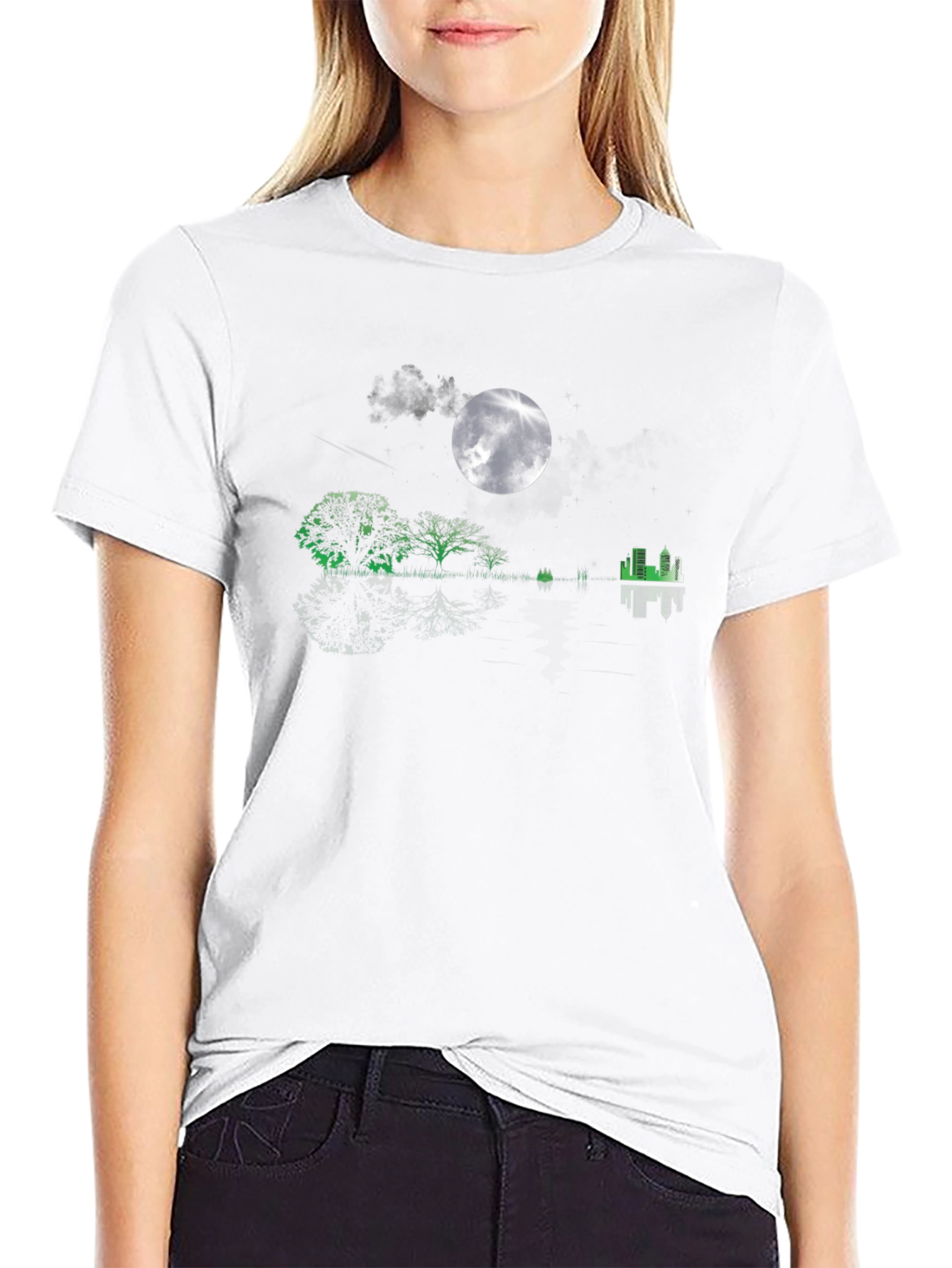 Nightscape Graphic Tee - Moonlit Cityscape