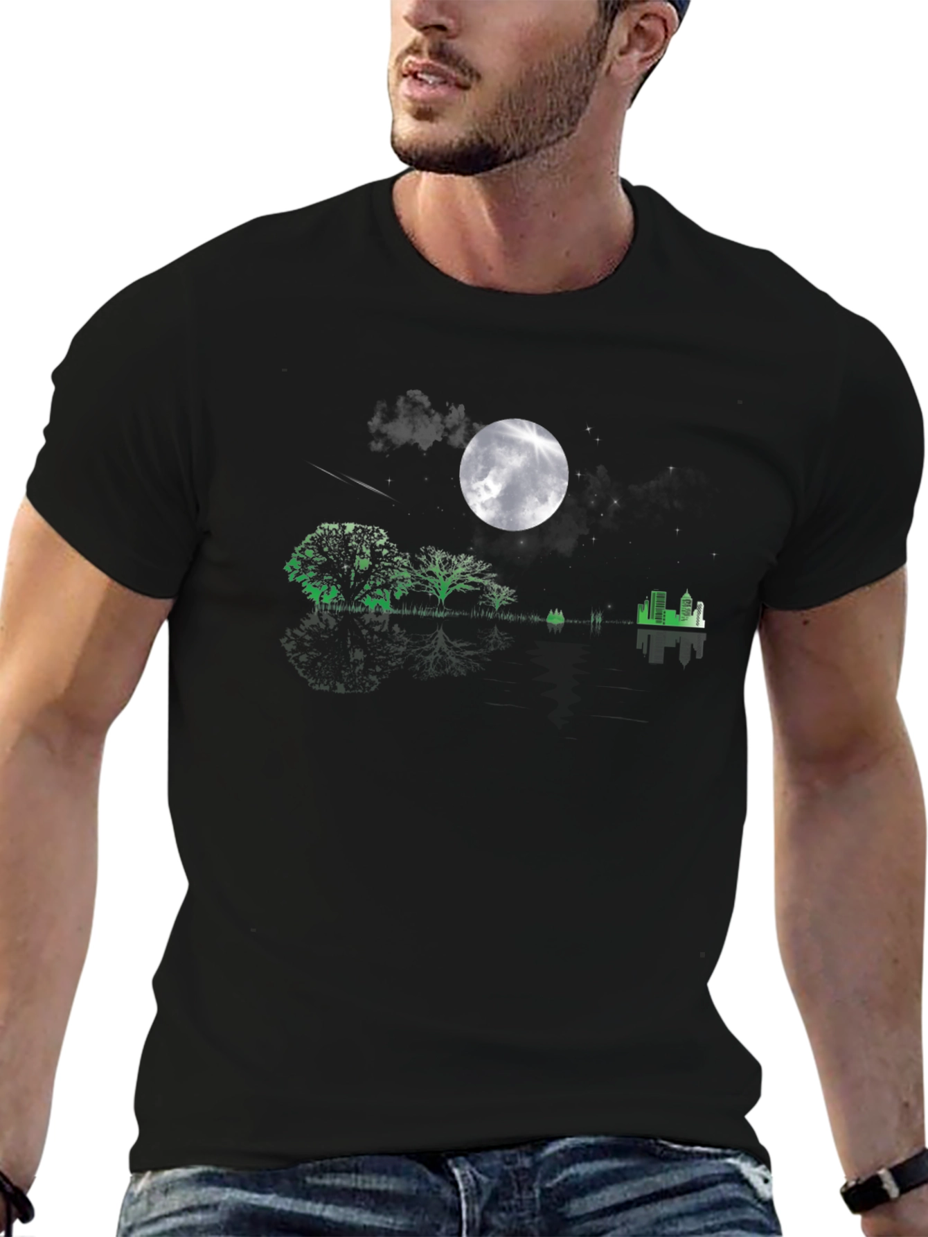 Nightscape Graphic Tee - Moonlit Cityscape
