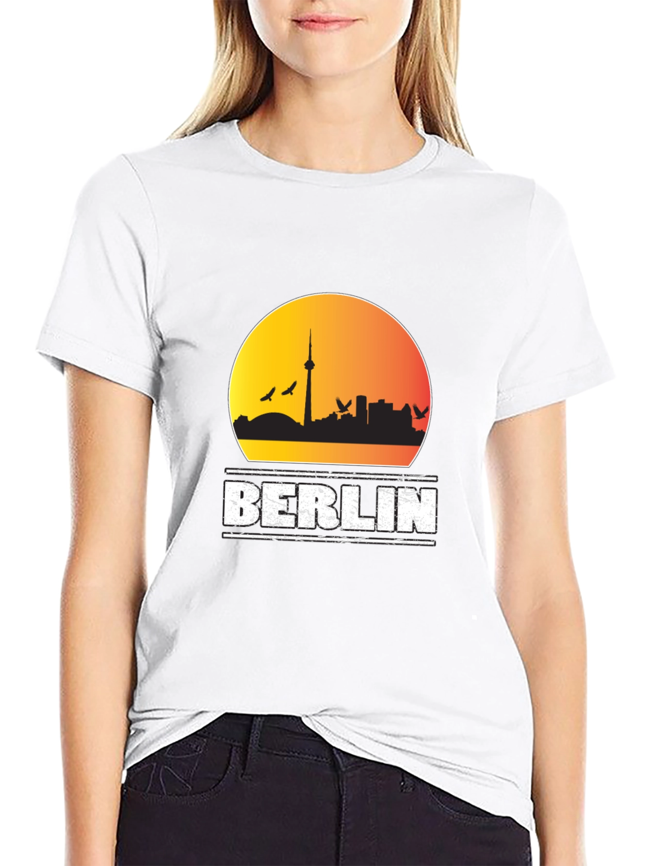 Berlin Skyline Mens Black Graphic T-Shirt