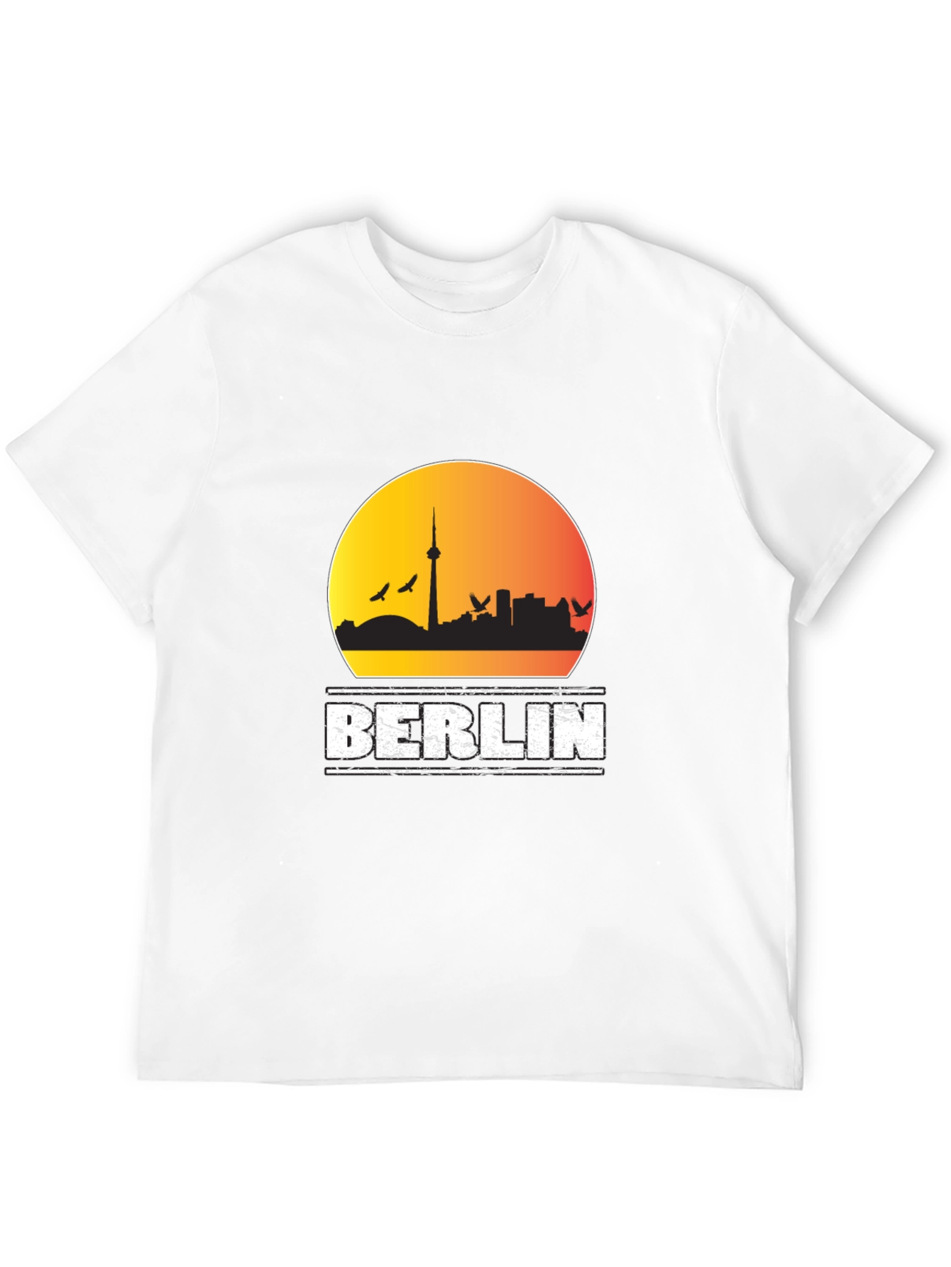 Berlin Skyline Mens Black Graphic T-Shirt