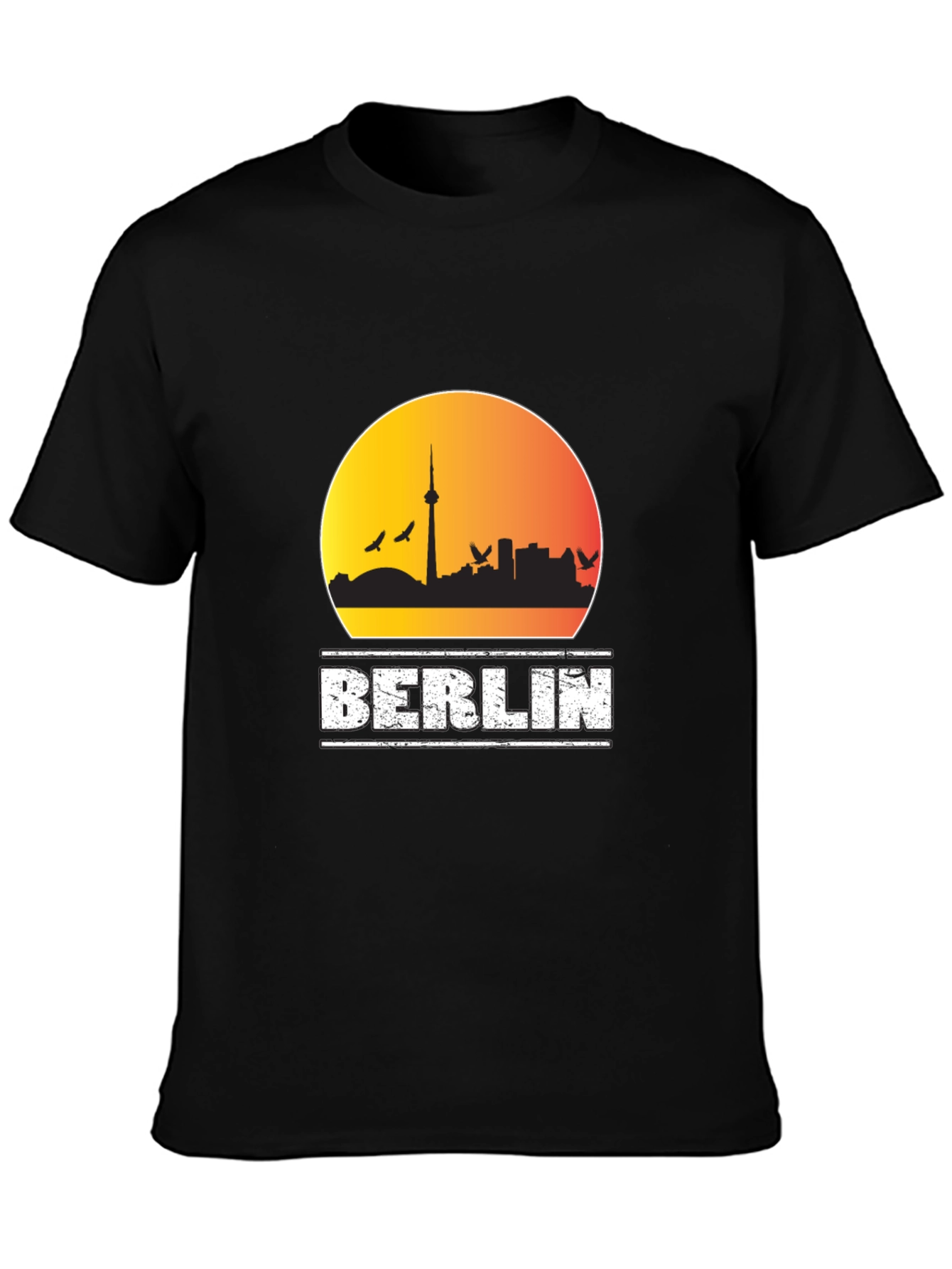 Berlin Skyline Mens Black Graphic T-Shirt