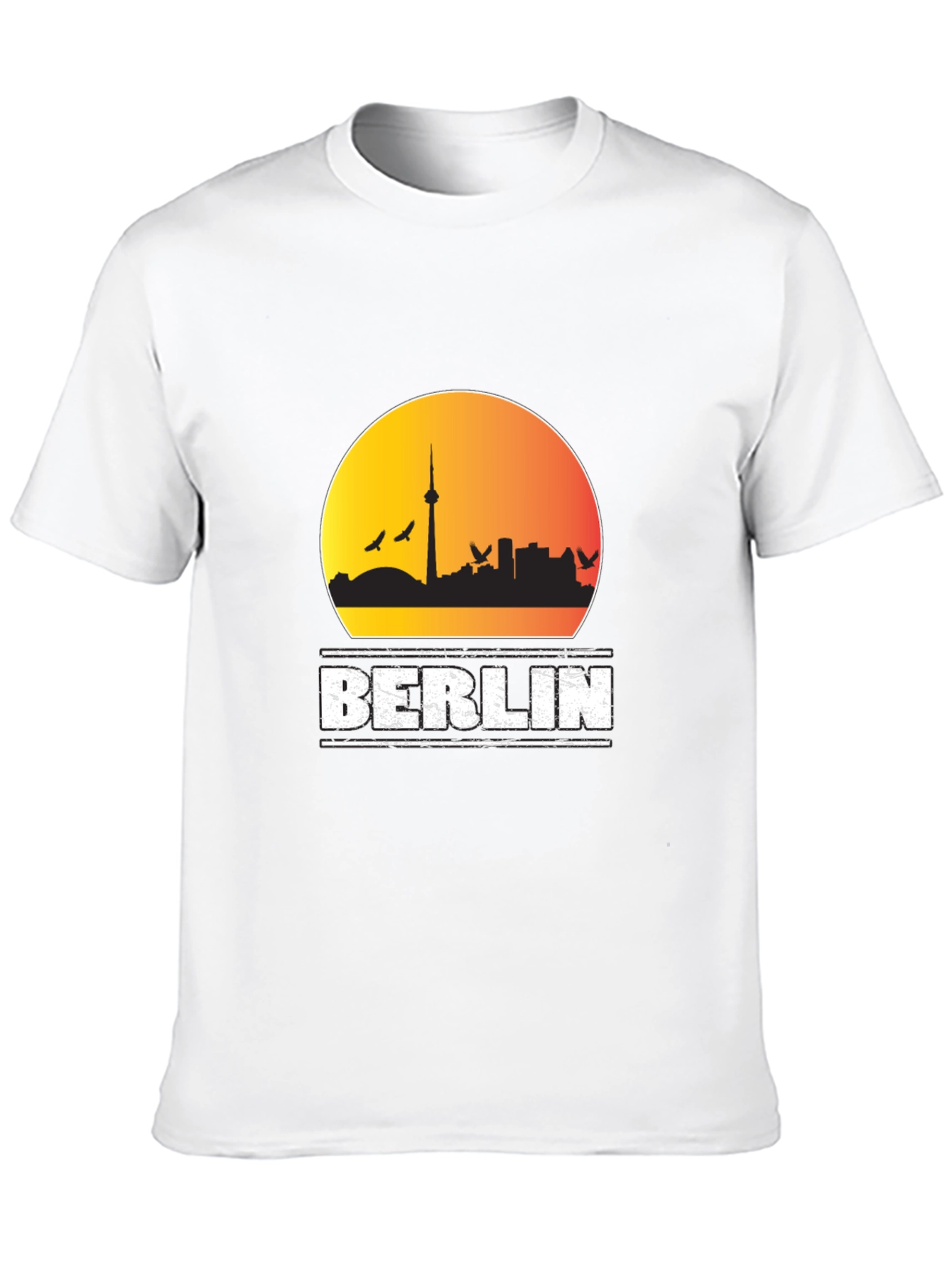 Berlin Skyline Mens Black Graphic T-Shirt