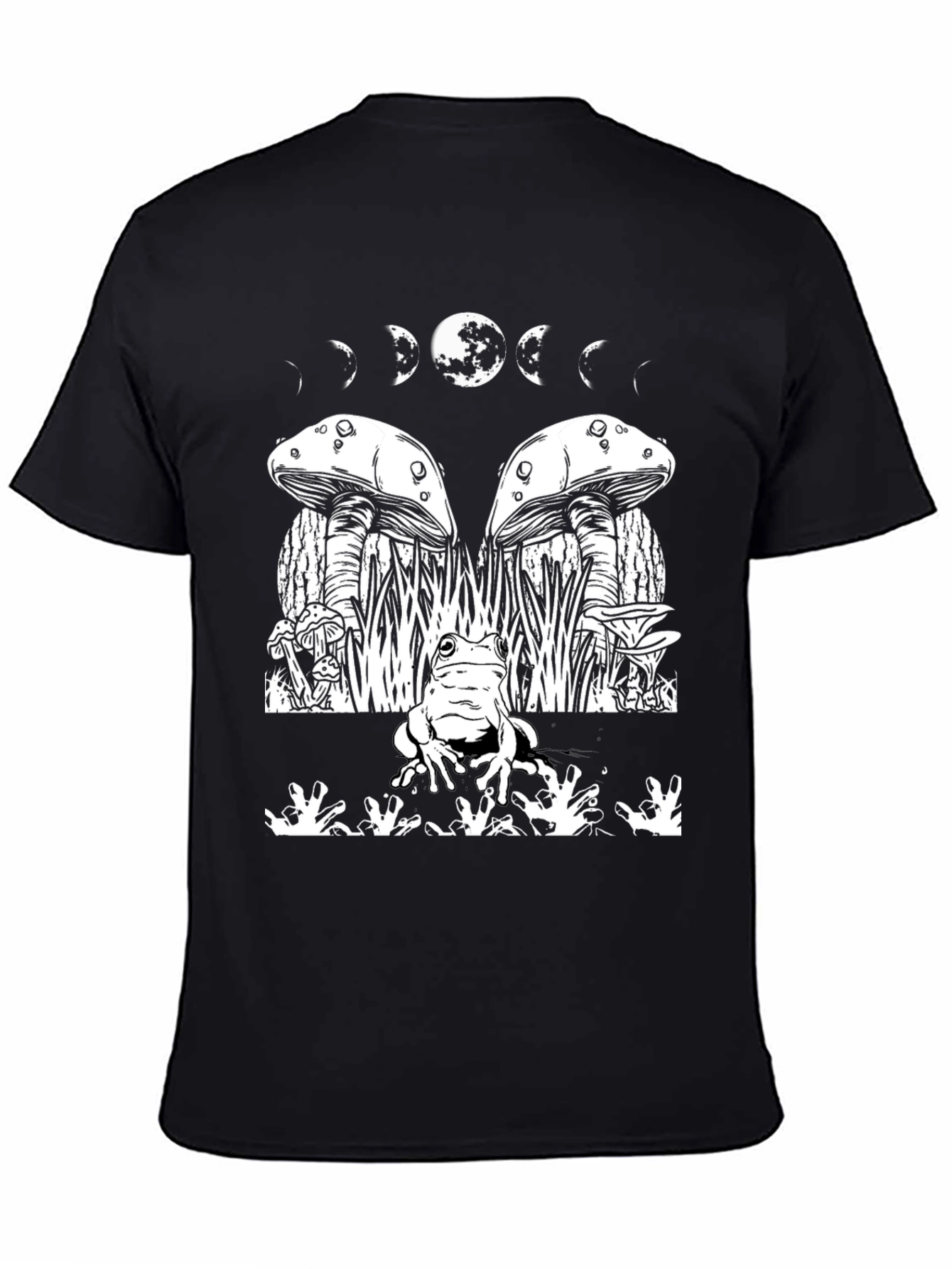 Mystic Frog Tee: Mushroom & Moon Phase Design