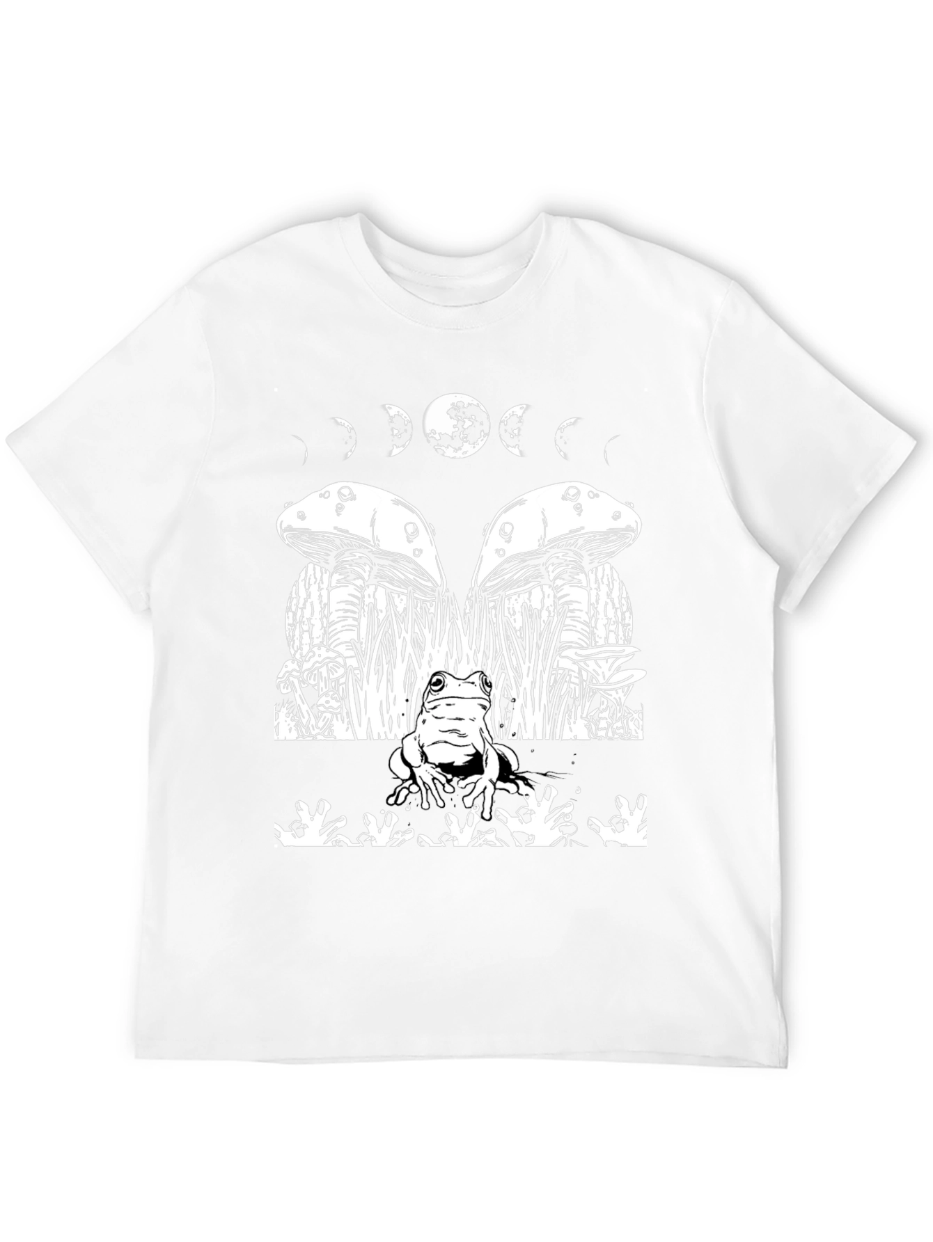 Mystic Frog Tee: Mushroom & Moon Phase Design