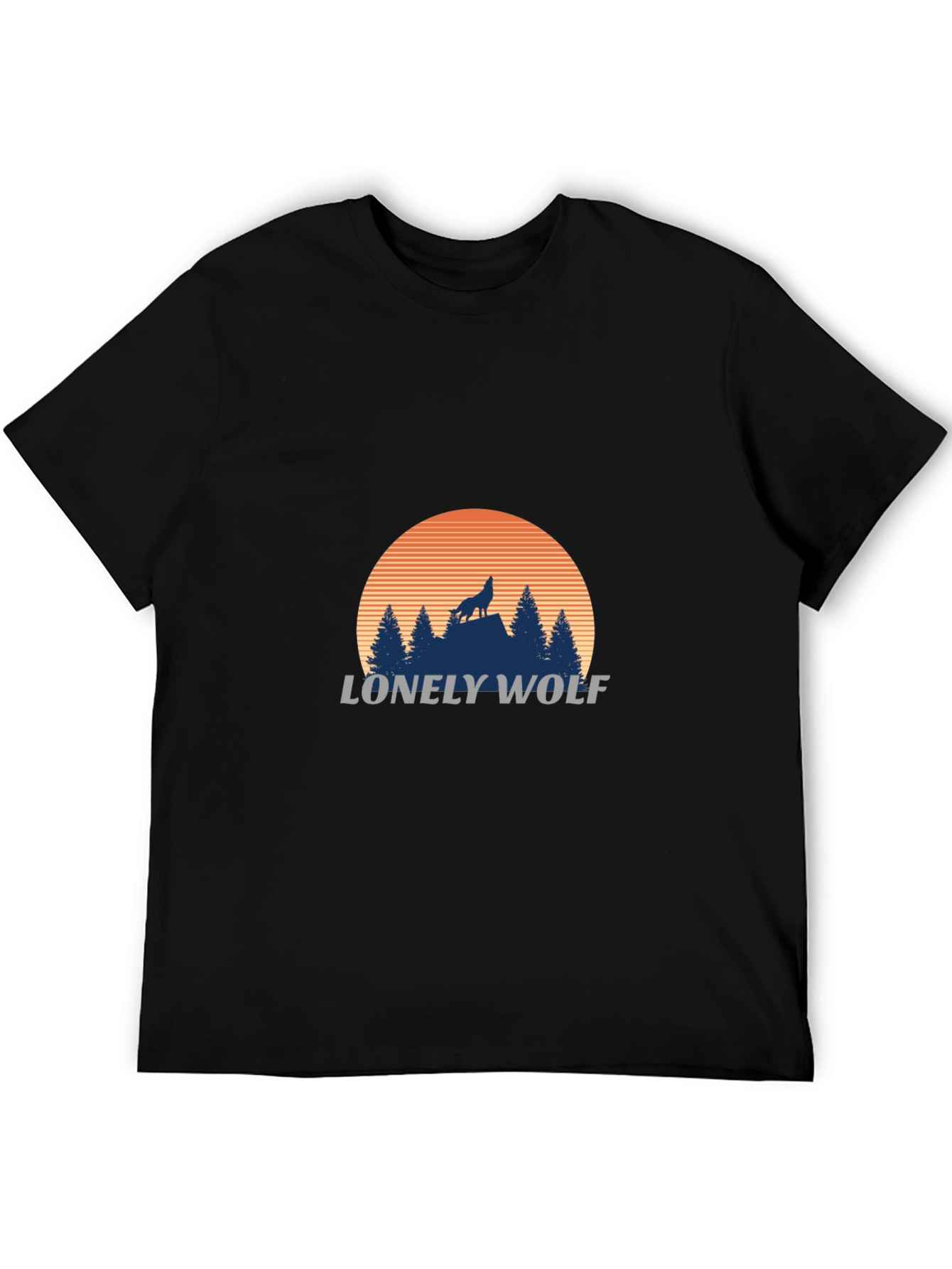 Lonely Wolf Graphic T-Shirt - Black
