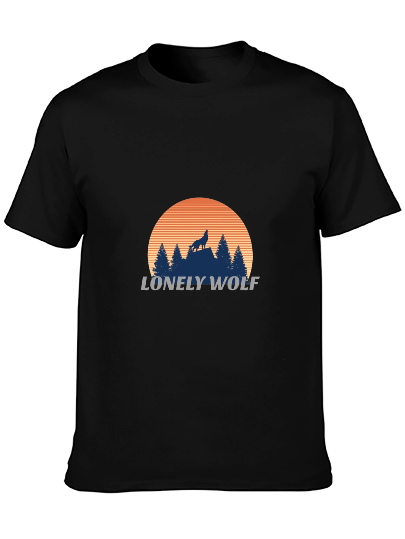 Lonely Wolf Graphic T-Shirt - Black