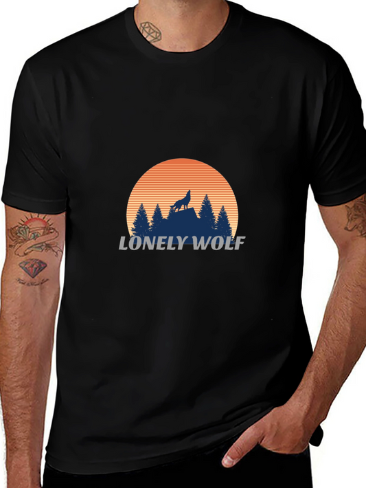 Lonely Wolf Graphic T-Shirt - Black