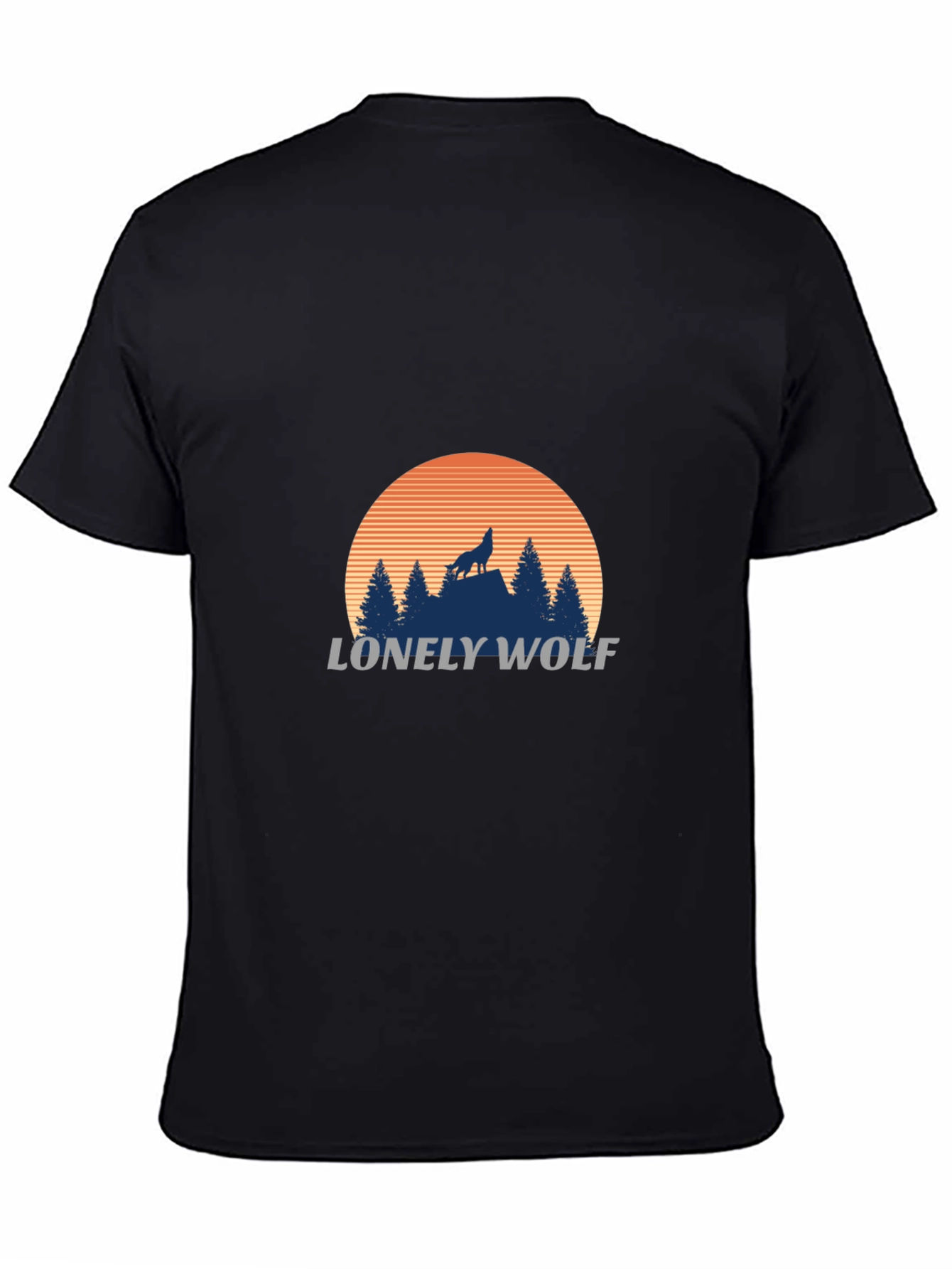 Lonely Wolf Graphic T-Shirt - Black