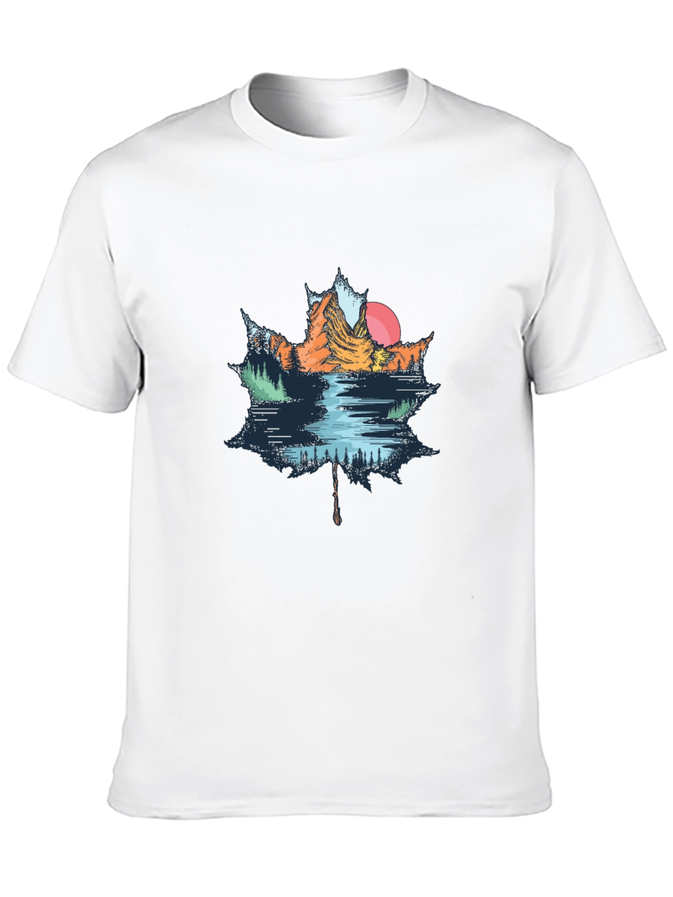 Maple Leaf Mountain Scene Graphic T-Shirt