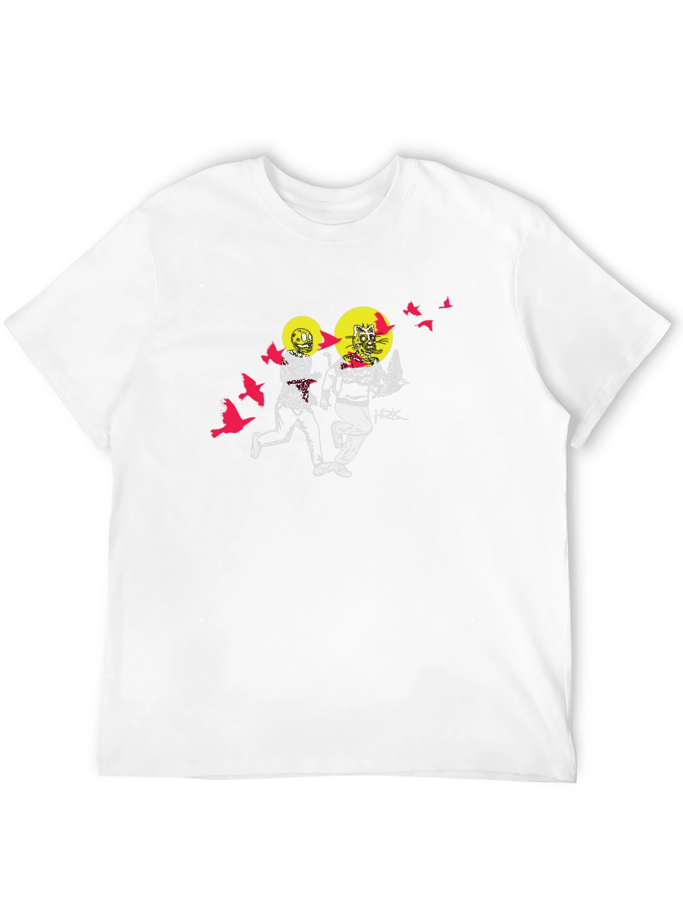 Illustrated Graphic Print Black Crew Neck T-Shirt