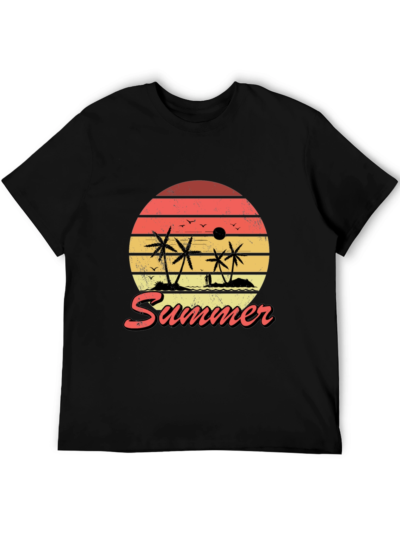Retro Summer Sunset Graphic Tee - Tropical Palm T-Shirt