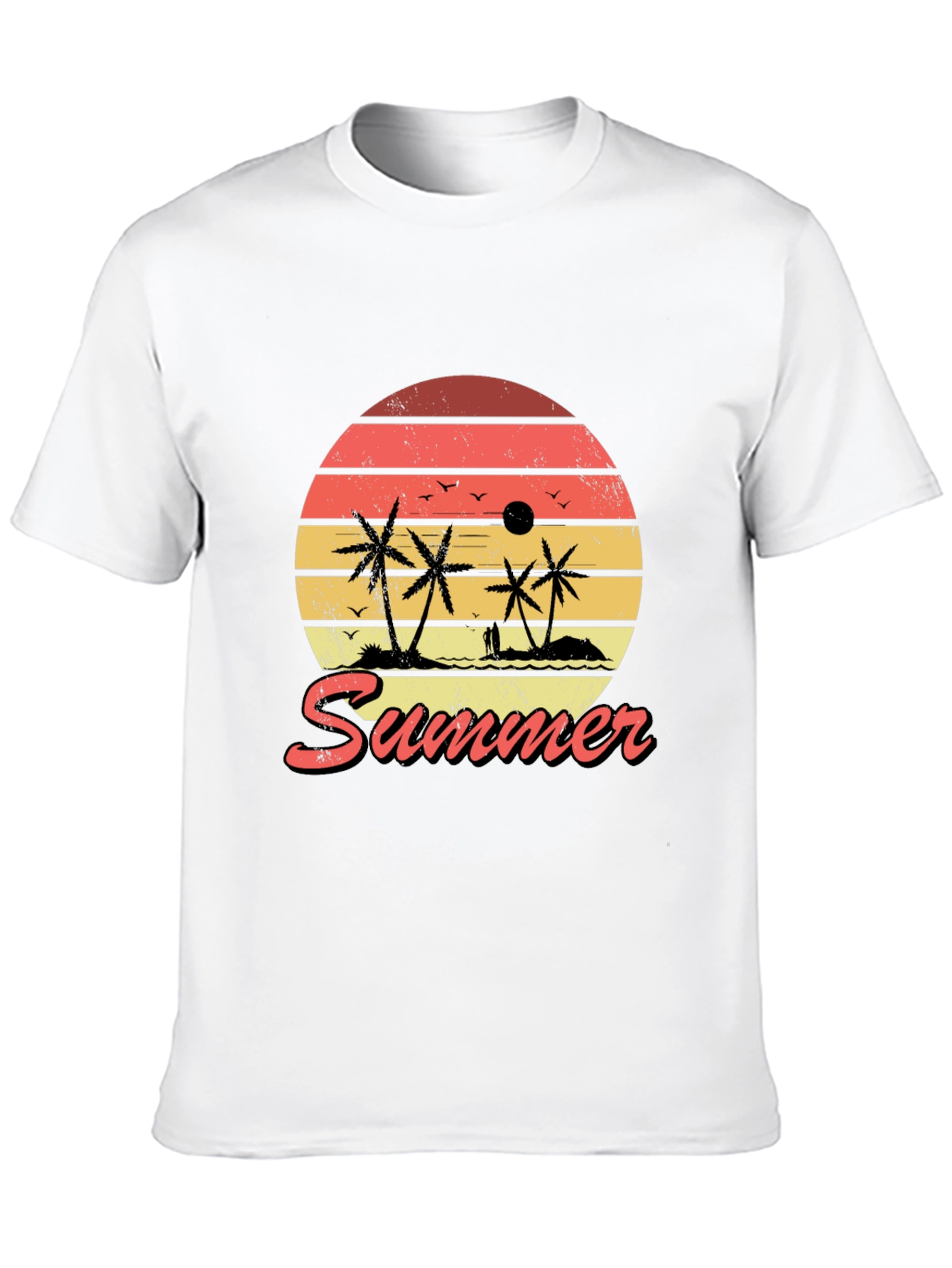 Retro Summer Sunset Graphic Tee - Tropical Palm T-Shirt