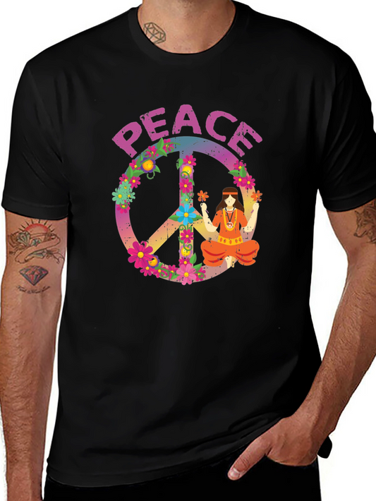 Peace Sign Graphic T-Shirt - Retro Hippie Style