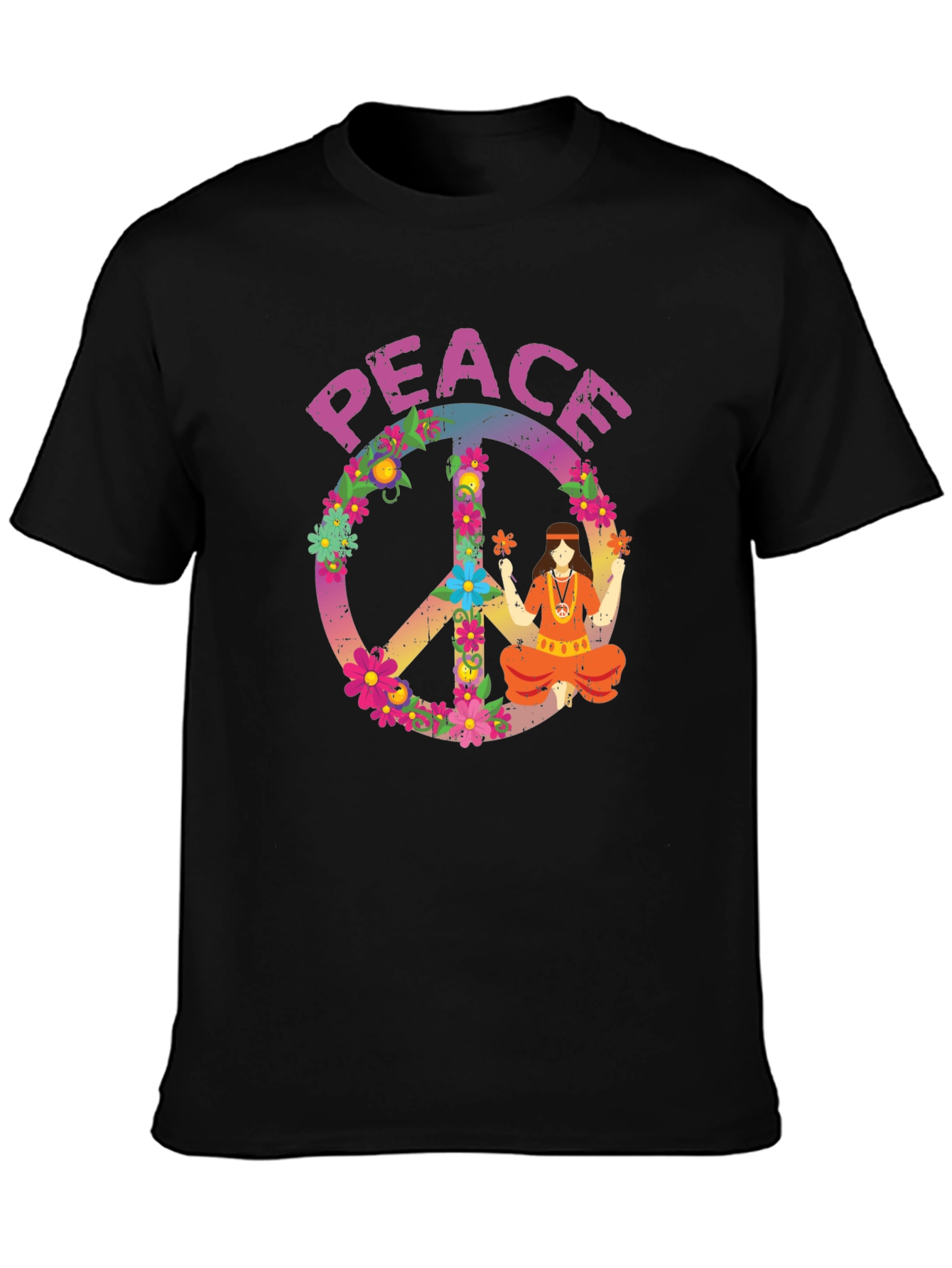 Peace Sign Graphic T-Shirt - Retro Hippie Style