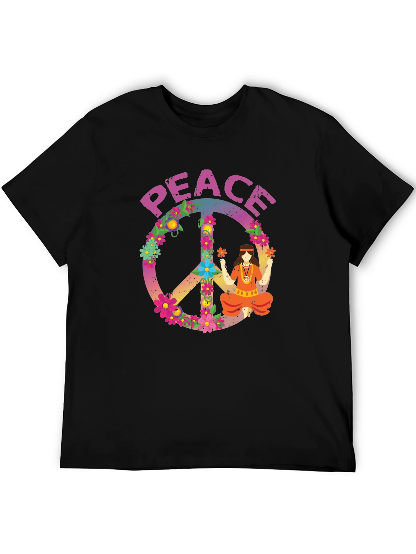 Peace Sign Graphic T-Shirt - Retro Hippie Style