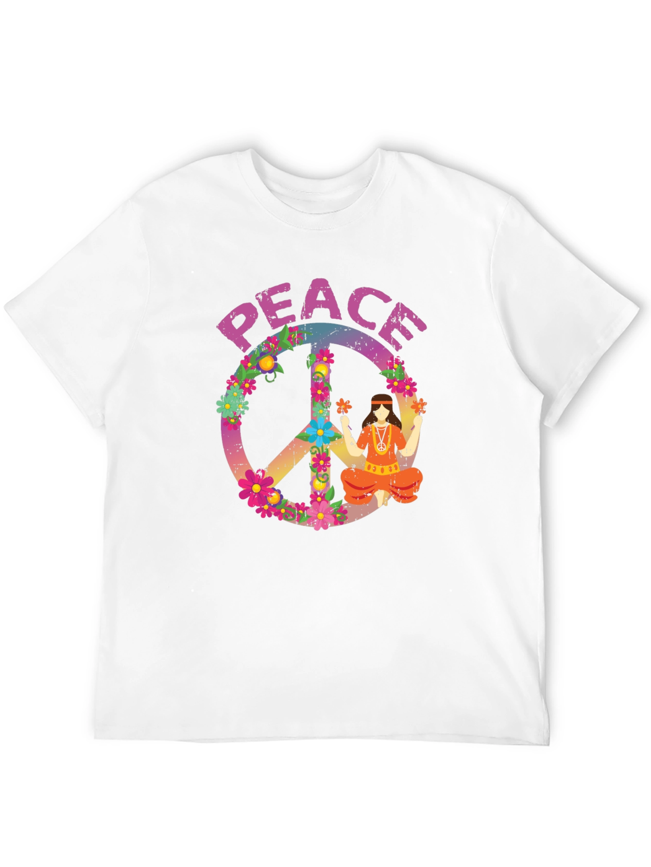 Peace Sign Graphic T-Shirt - Retro Hippie Style