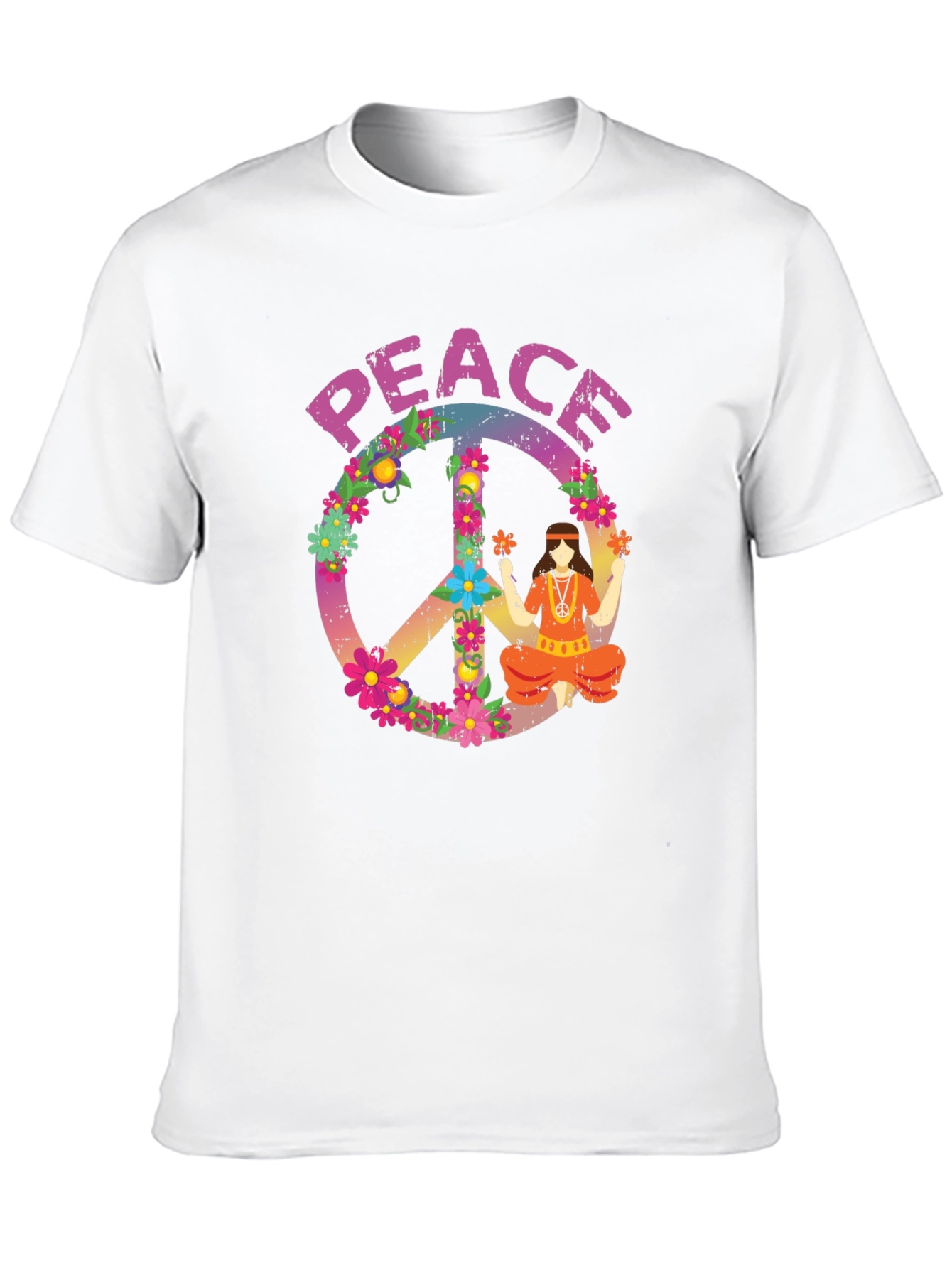 Peace Sign Graphic T-Shirt - Retro Hippie Style