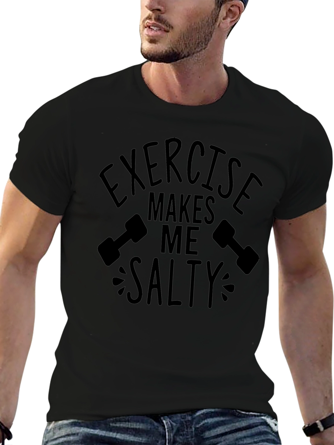 Exercise Makes Me Salty Black T-Shirt