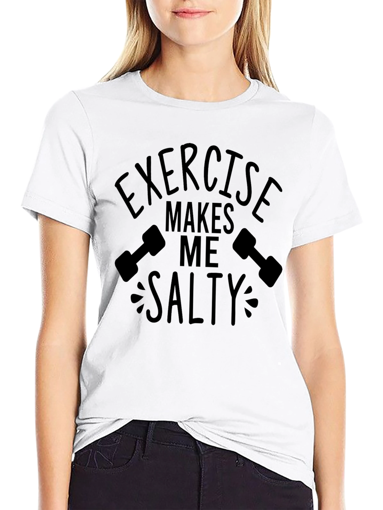 Exercise Makes Me Salty Black T-Shirt