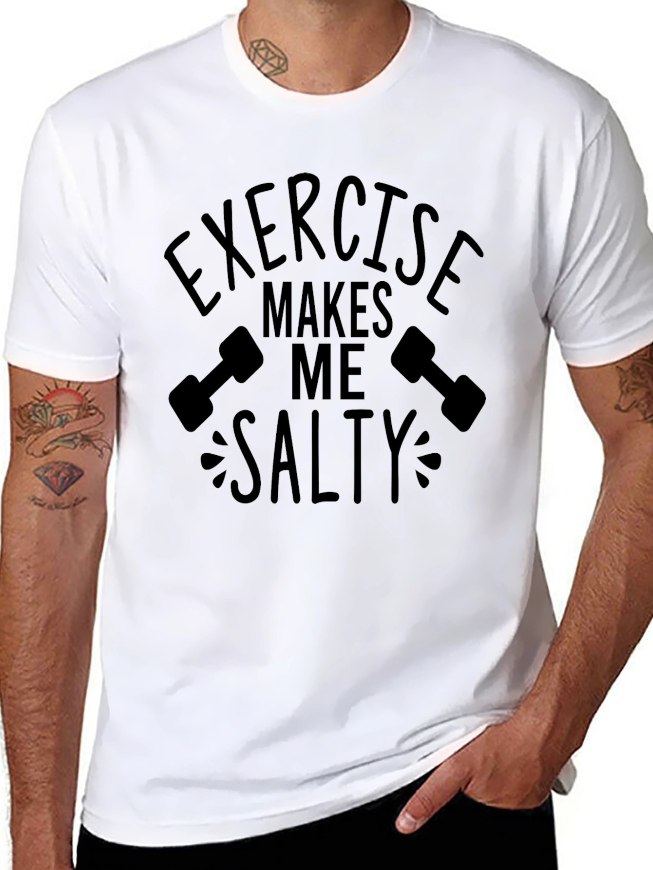 Exercise Makes Me Salty Black T-Shirt