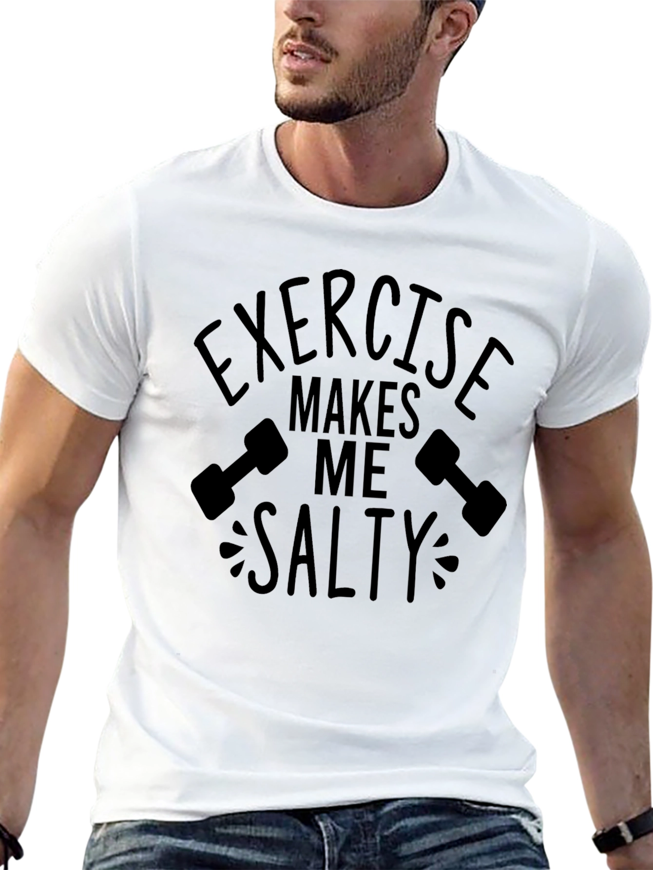 Exercise Makes Me Salty Black T-Shirt