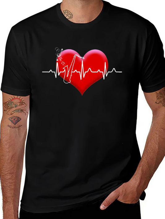 Sax Heartbeat Black T-Shirt