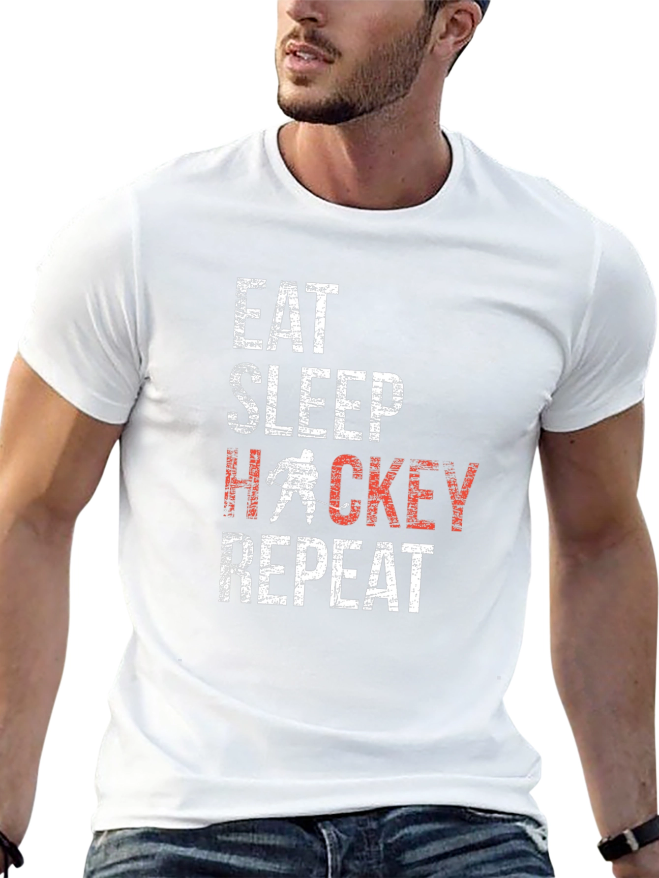 Eat Sleep Hockey Repeat Graphic Tee
