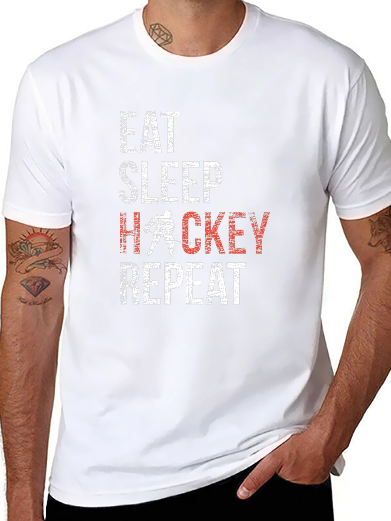 Eat Sleep Hockey Repeat Graphic Tee