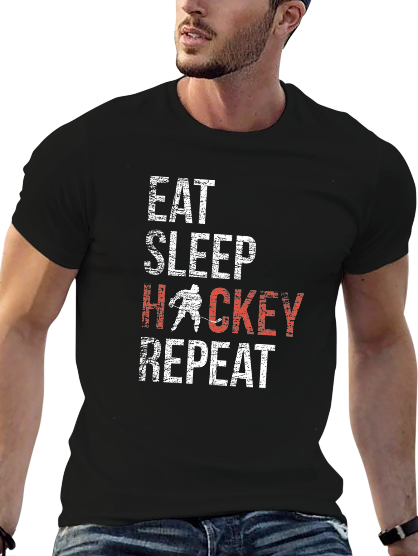 Eat Sleep Hockey Repeat Graphic Tee