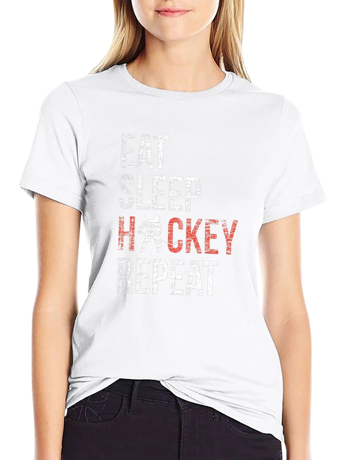 Eat Sleep Hockey Repeat Graphic Tee