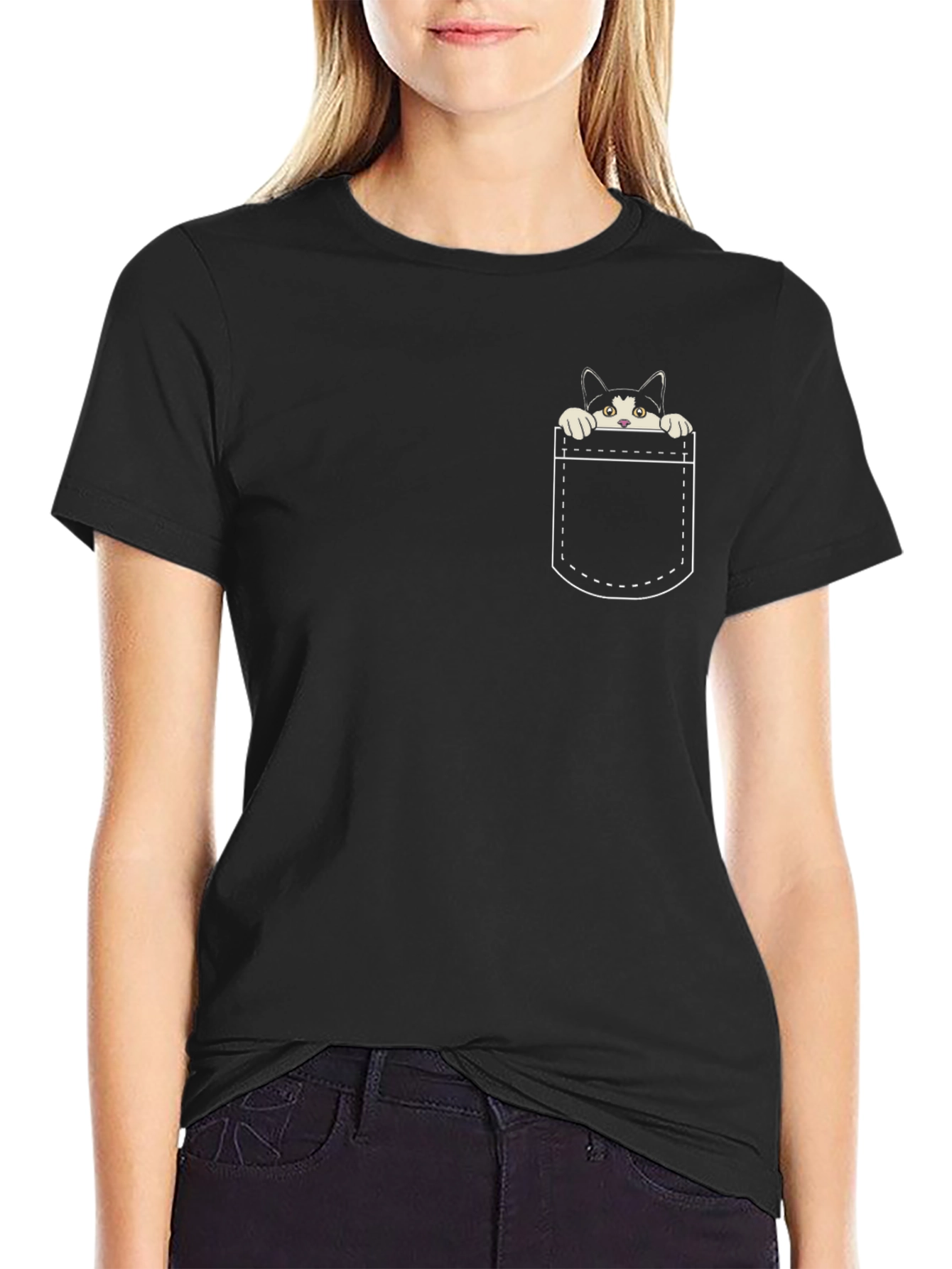 Cat in Pocket T-Shirt - Cute Graphic Tee