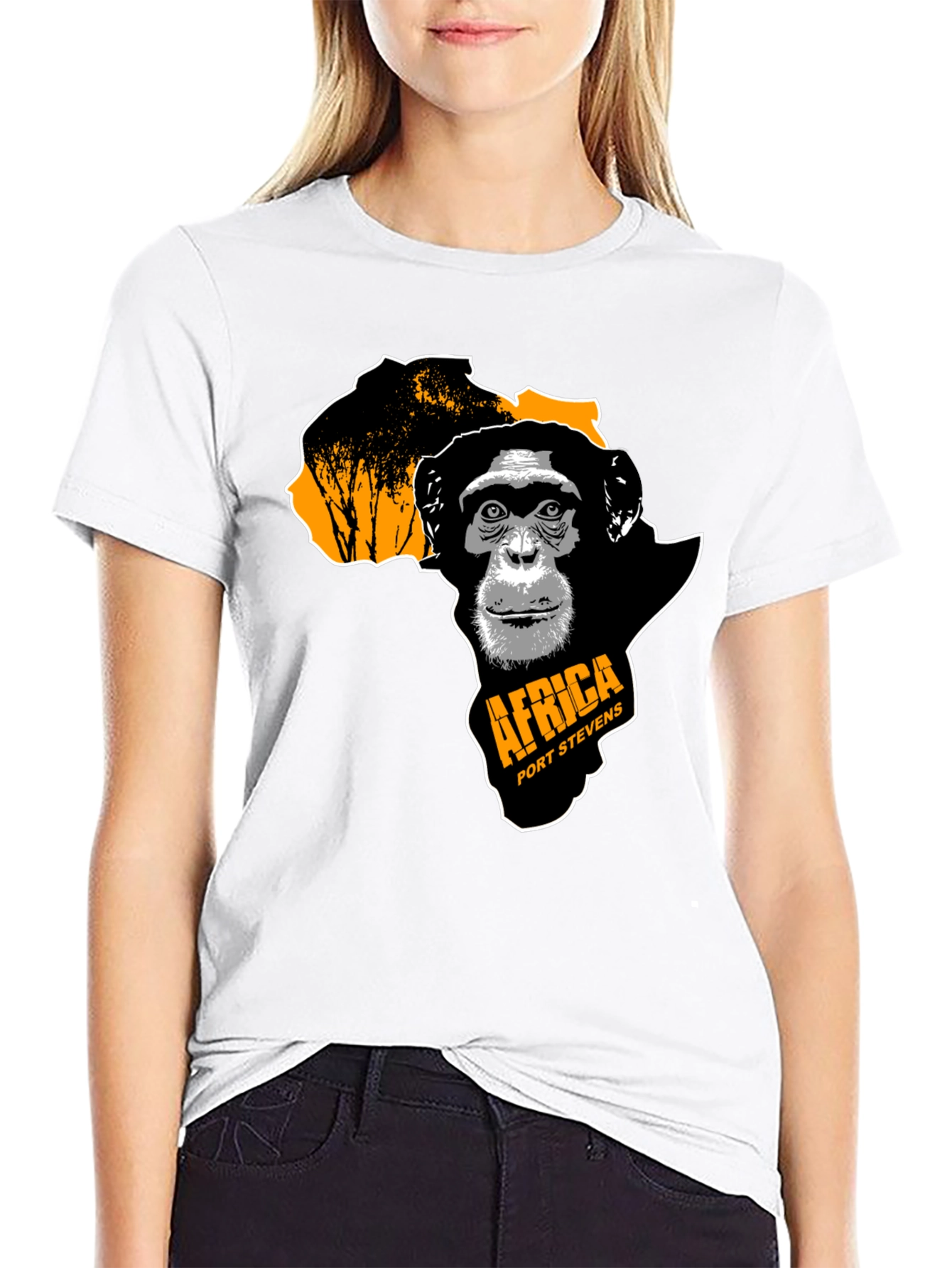 Africa Chimpanzee Graphic Black T-Shirt