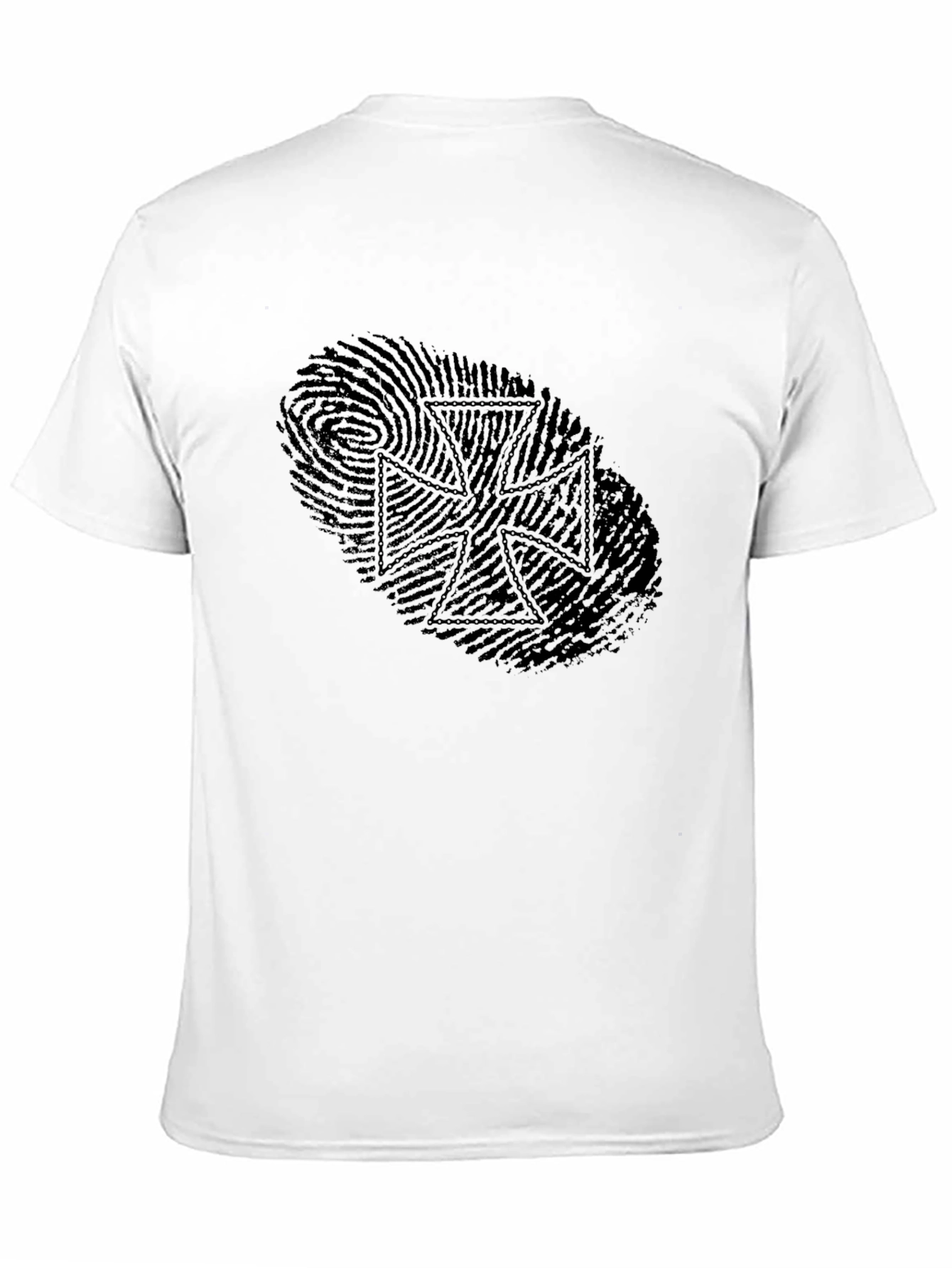 Fingerprint Iron Cross Graphic Tee - Sleek Black Design