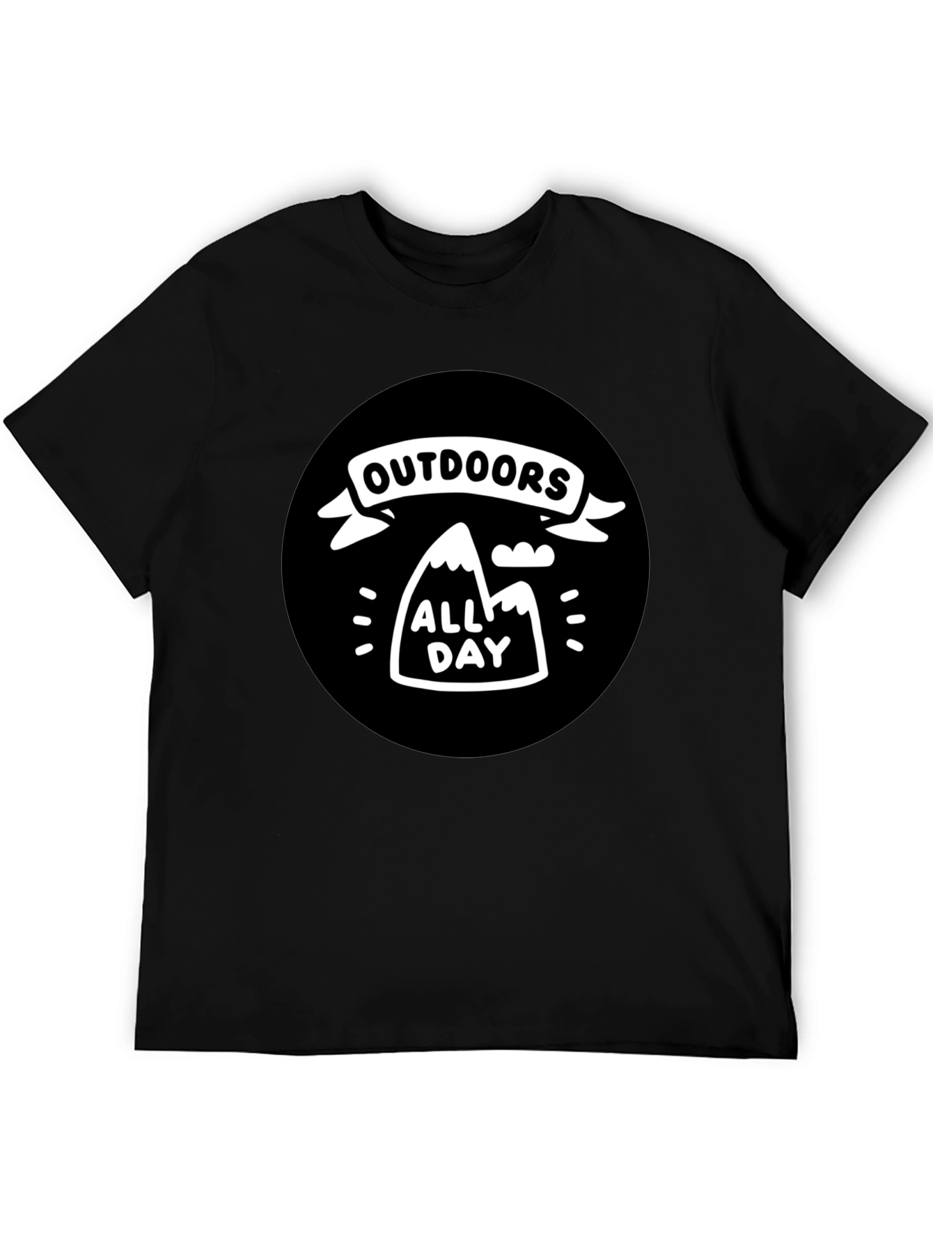 Outdoors All Day Black Graphic T-Shirt