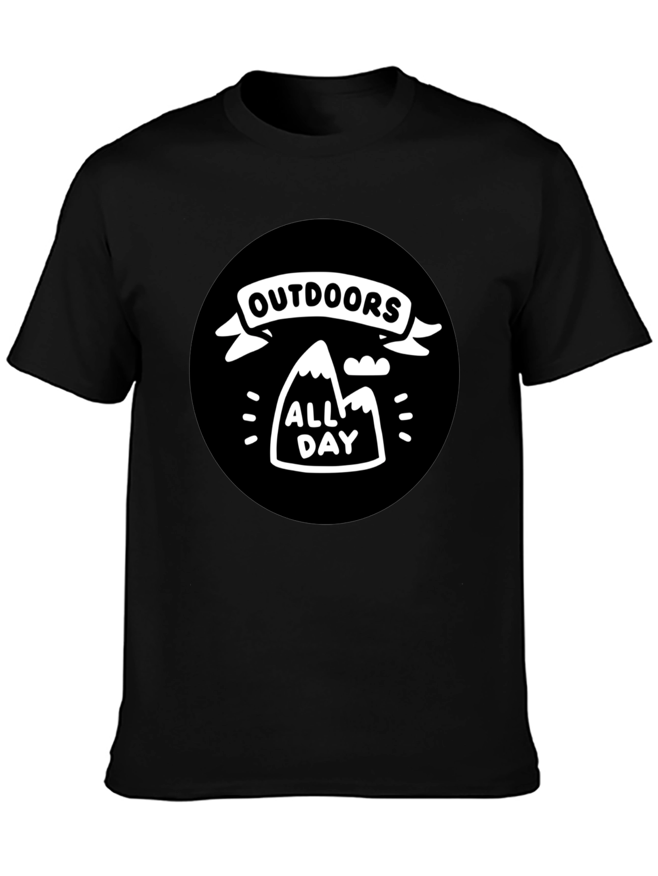 Outdoors All Day Black Graphic T-Shirt