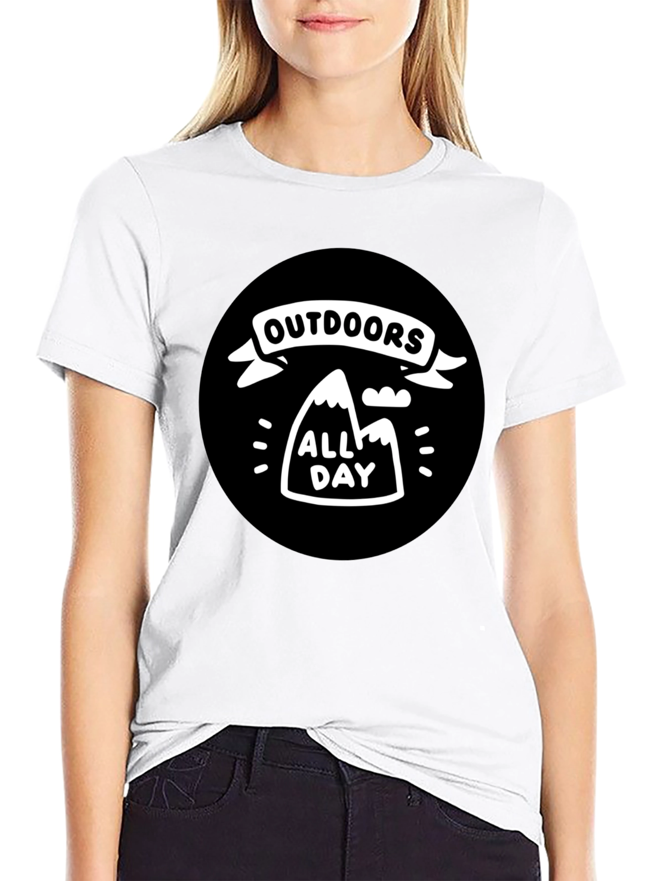 Outdoors All Day Black Graphic T-Shirt