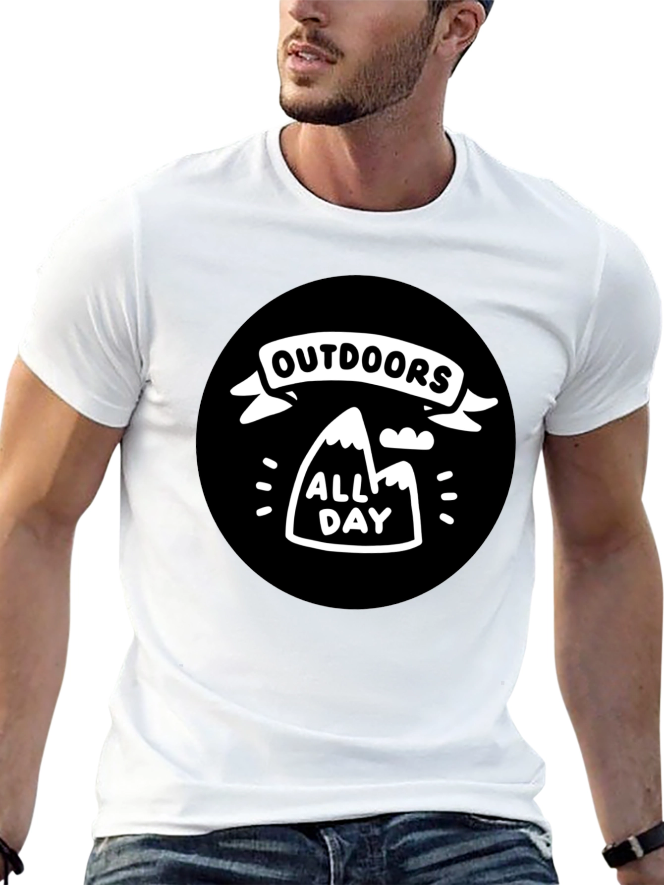 Outdoors All Day Black Graphic T-Shirt