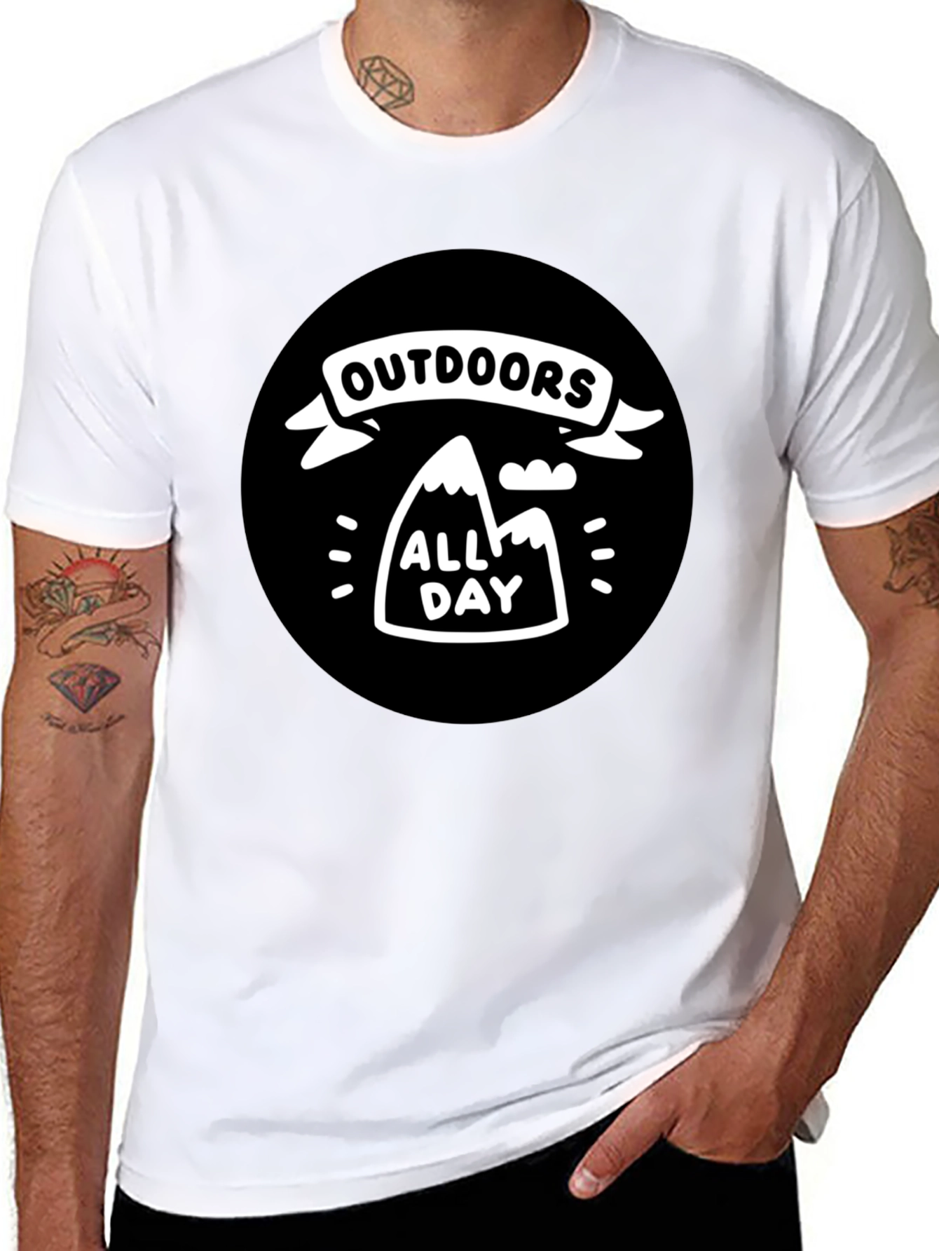 Outdoors All Day Black Graphic T-Shirt