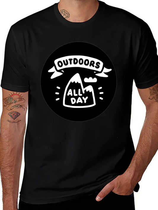 Outdoors All Day Black Graphic T-Shirt