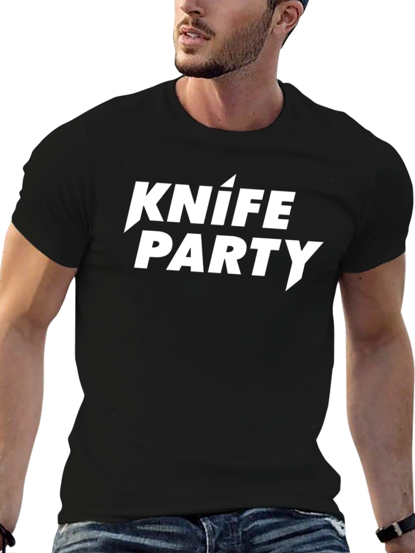 Knife Party Graphic Tee - Black Cotton T-Shirt