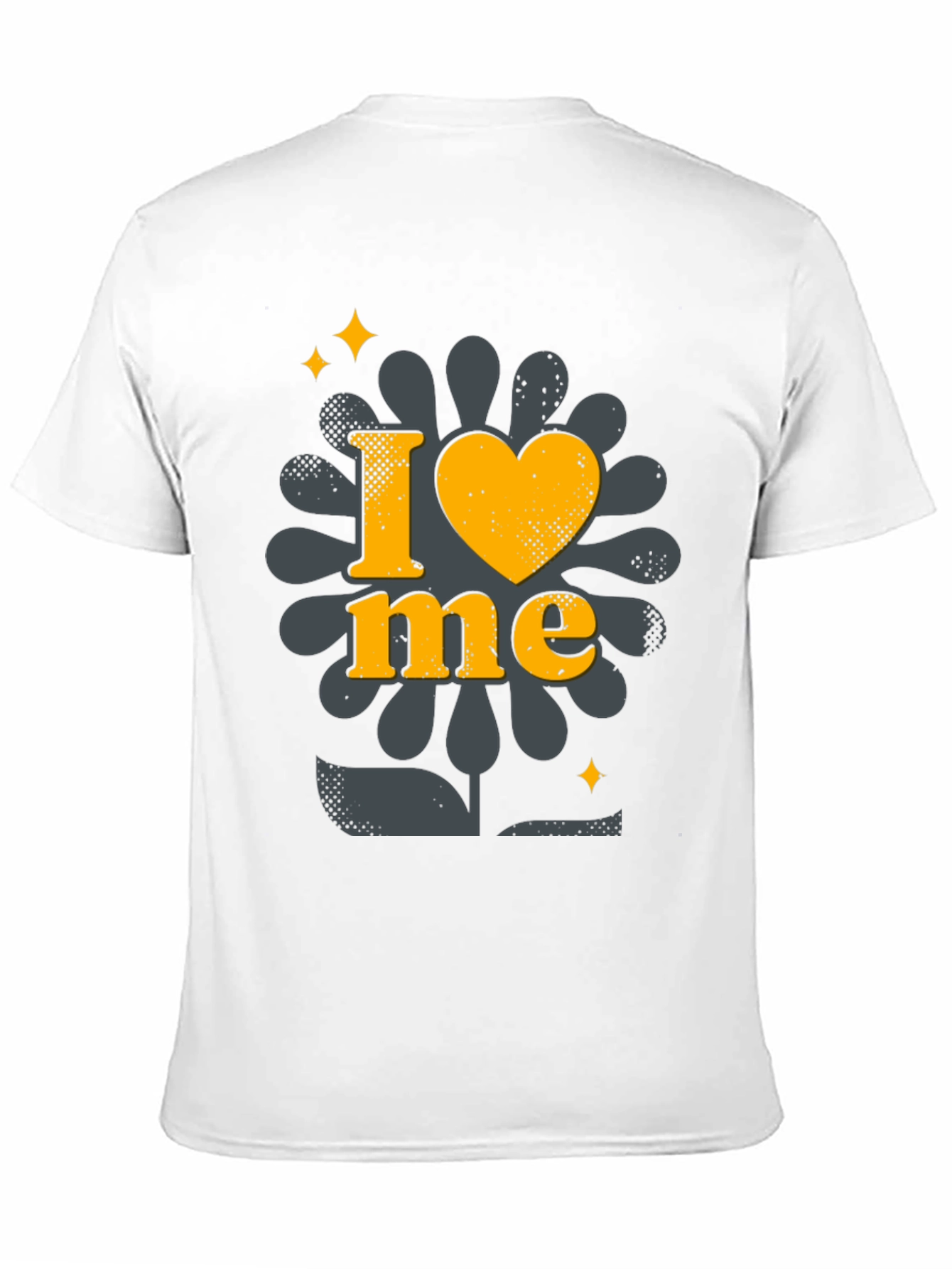 I Love Me Black T-Shirt with Floral Design