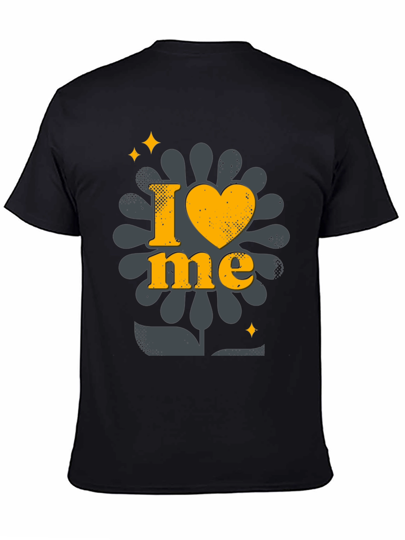 I Love Me Black T-Shirt with Floral Design