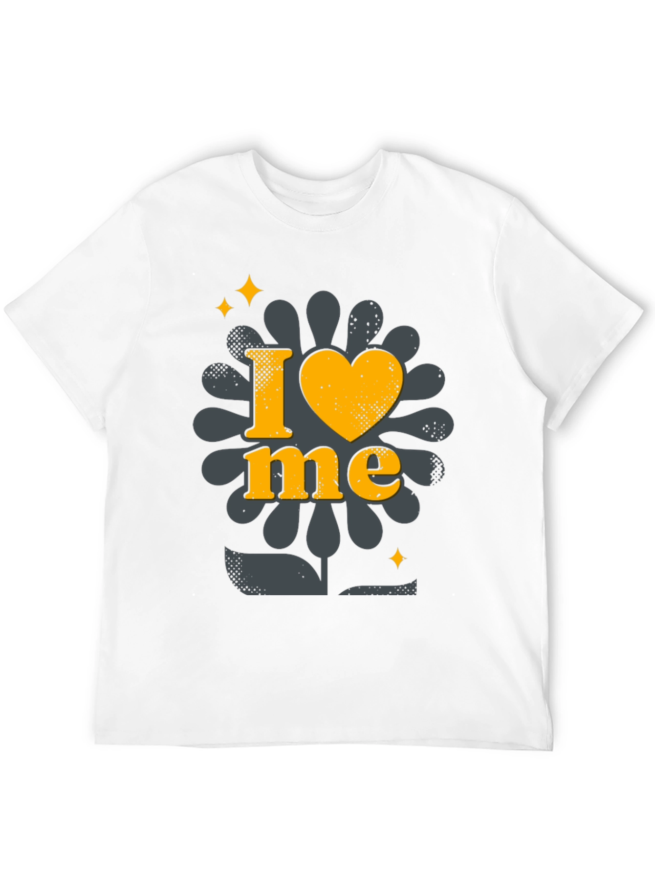 I Love Me Black T-Shirt with Floral Design