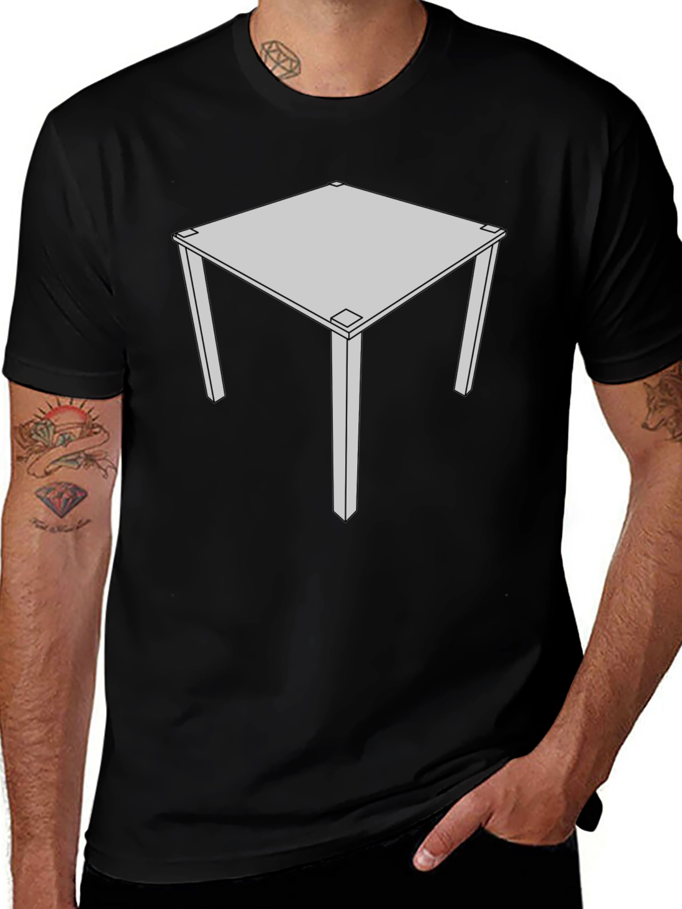 Geometric Table Print Black T-Shirt