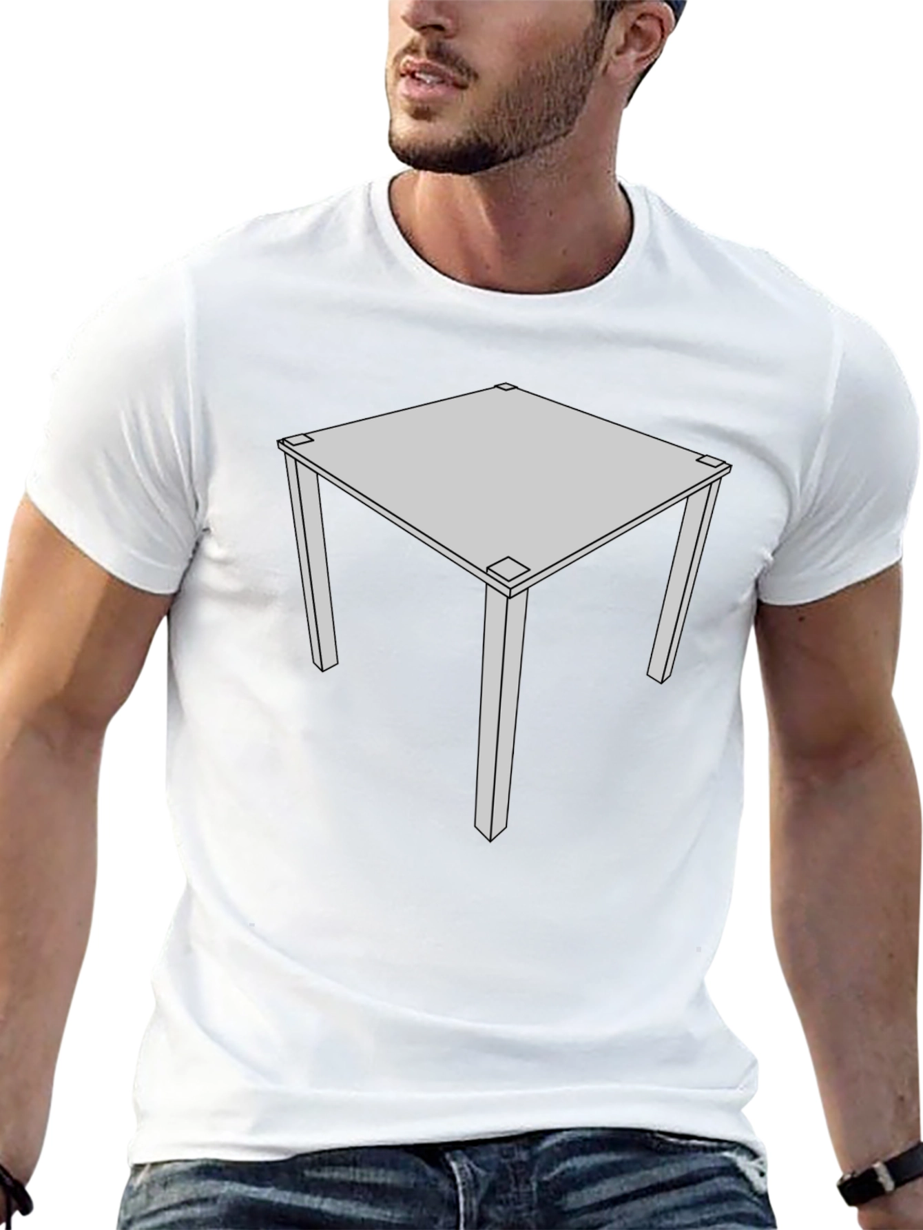 Geometric Table Print Black T-Shirt