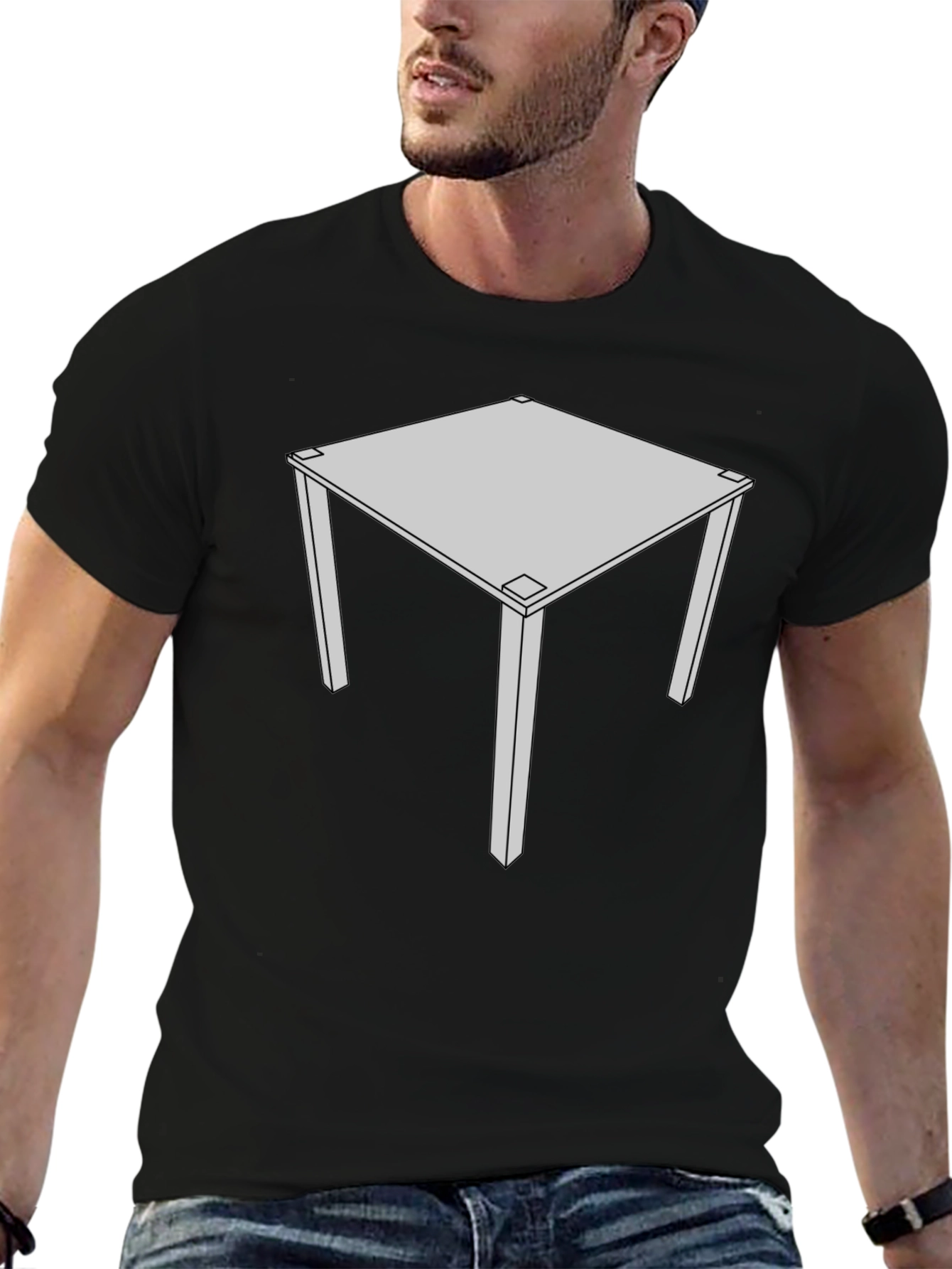 Geometric Table Print Black T-Shirt